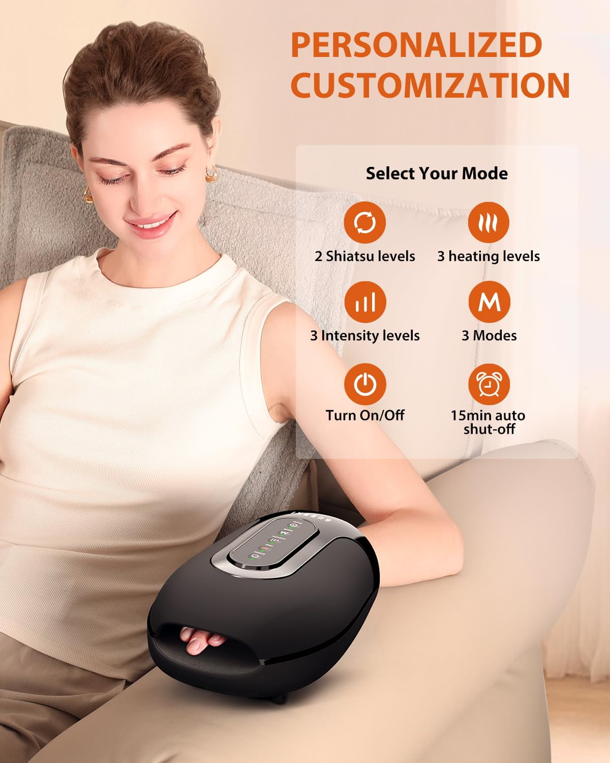 BURRKI Cordless Hand Massager with Heat and Palm Kneading Rollers