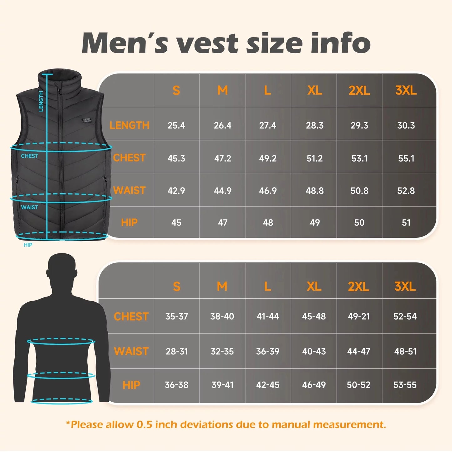 ALLJOY Heated Puffer Vest for Men and Women, Unisex Electric Heated Jacket, Outdoor Hiking Vest