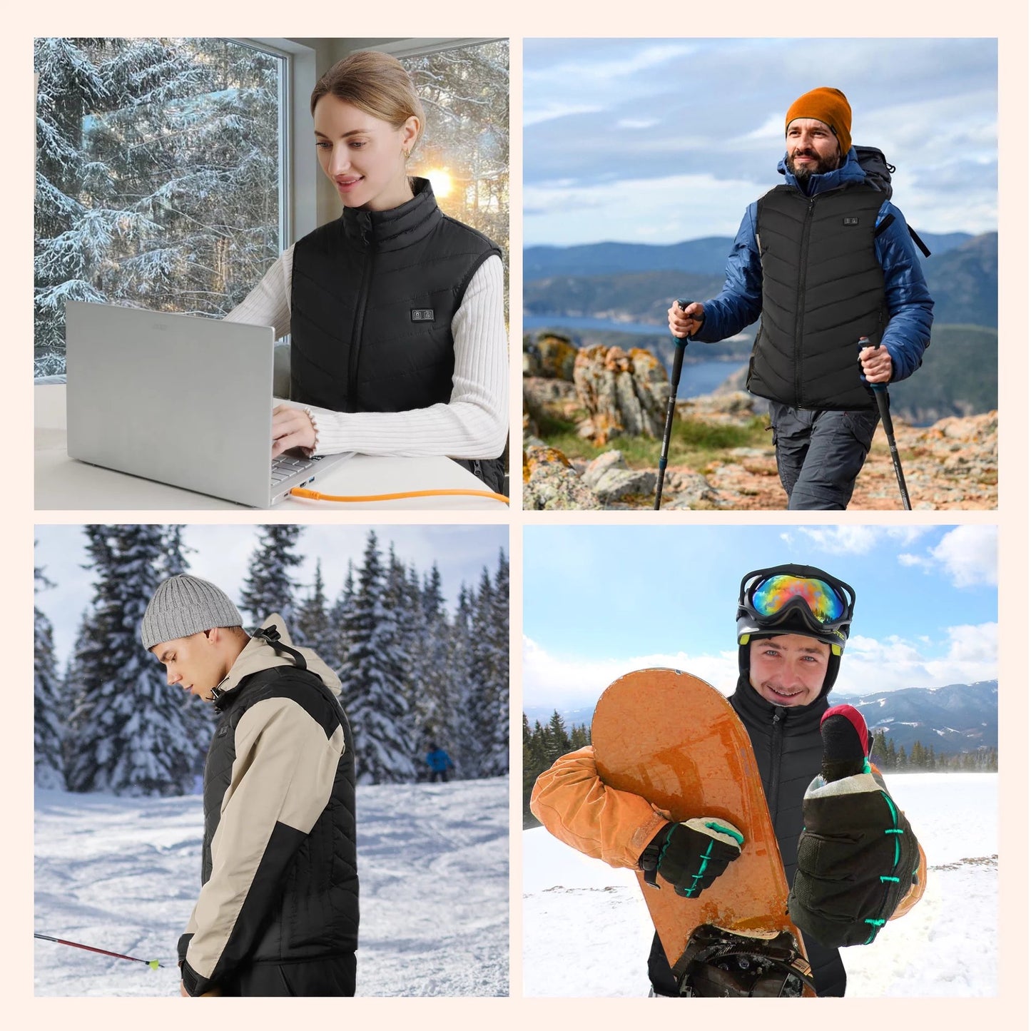 ALLJOY Heated Puffer Vest for Men and Women, Unisex Electric Heated Jacket, Outdoor Hiking Vest