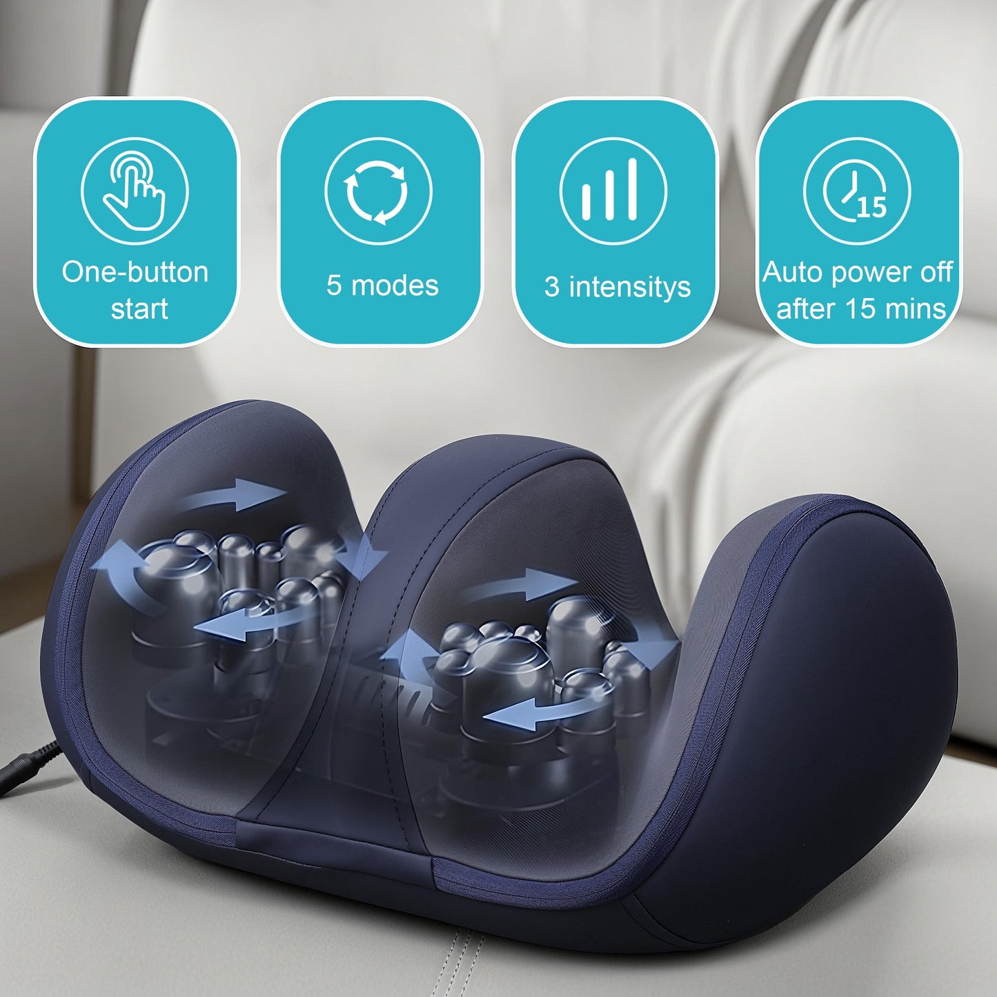 Shiatsu Foot Massager Machine with Heat, Foot and Calf Massager with Massage Roller, Deep Tissue Massager for Plantar Fasciitis, Pain Relief, Promotes Blood Circulation, Gifts for Women & Men