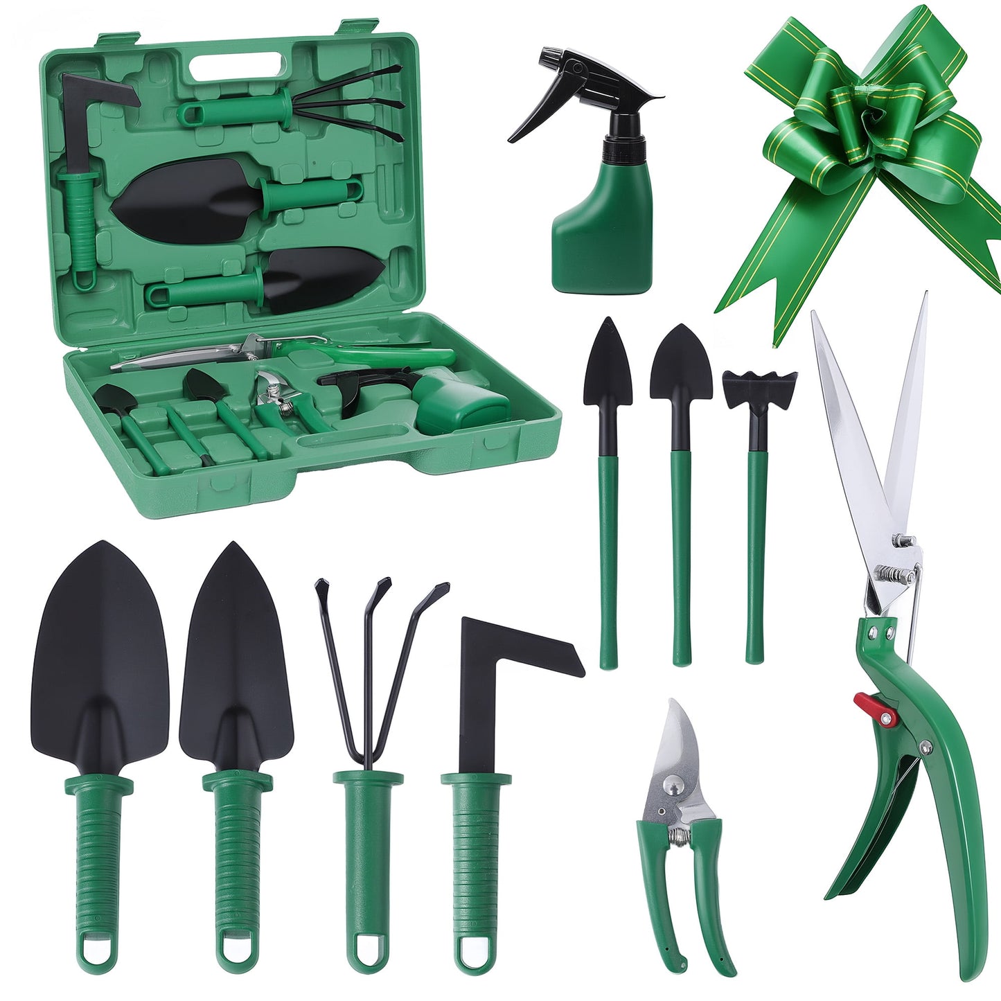 ALLJOY 10 Piece Garden Tools Set Heavy Duty Gardening Hand Tools Kit,Garden Gifts Supplies for Women Mom