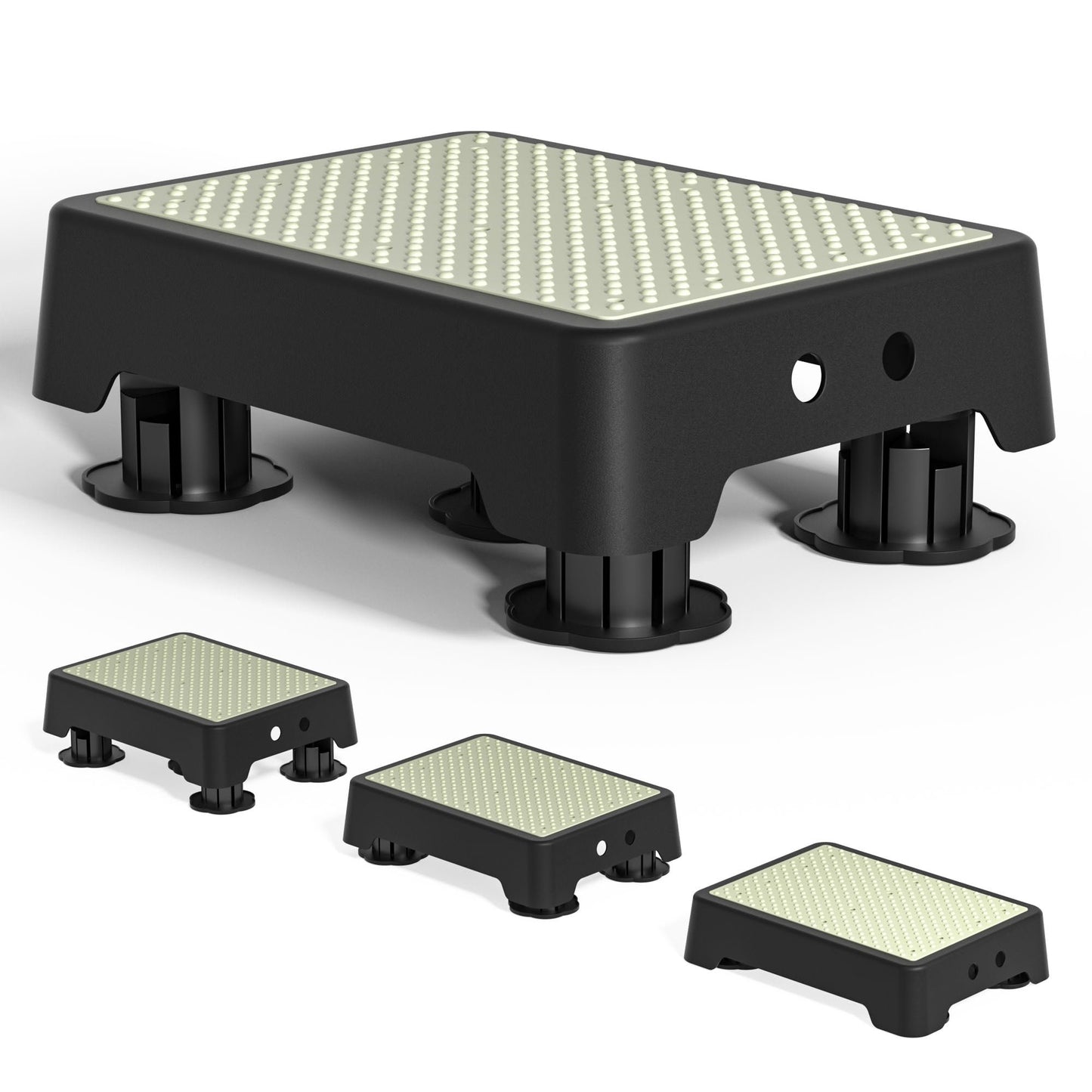 ALLJOY Adjustable Step Stool for Adults, Noctilucent Bed Step Stools, 500 LBS Capacity Non-Slip Safety Step Platform Indoor and Outdoor for Seniors and Kids, Elderly Assistance at Night
