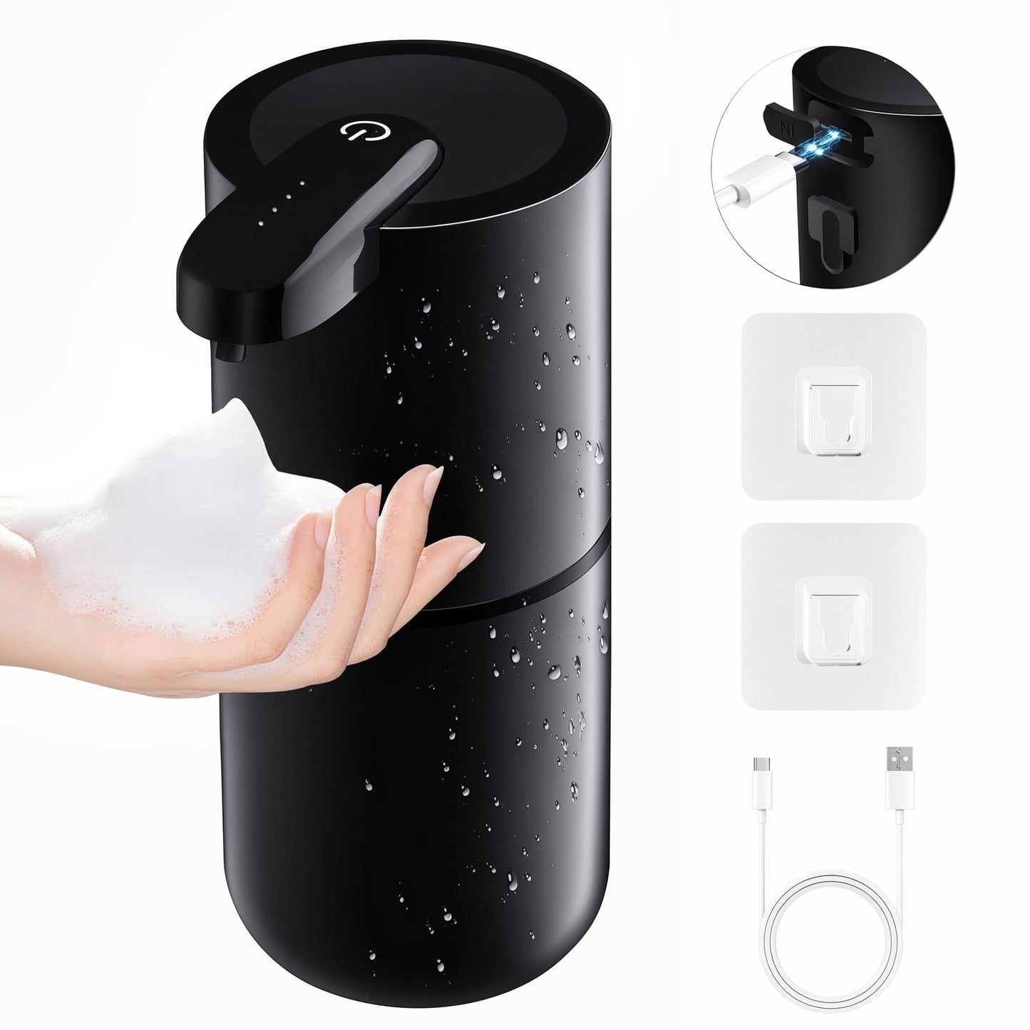 ALLJOY Automatic Soap Dispenser,Foaming Soap Dispenser Bathroom 12.8oz/380ML Rechargeable Wall Mount Touchless Foam Hand Soap Dispenser for Bathroom Kitchen