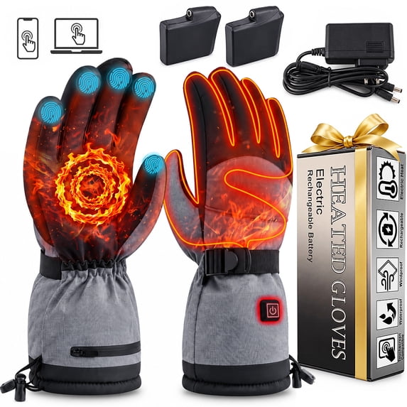 ALLJOY Heated Gloves, M Size 5V 10000mAh Heated Gloves for Men Women Rechargeable,Electric Heated Work Motorcycle Gloves for Men, Christmas Gift