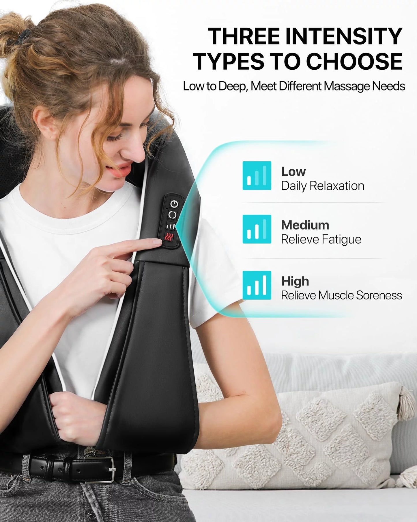 ALLJOY Shiatsu Shoulder and Neck Massager with Heating, Electric Deep Tissue 3D Kneading Massager to Relieve Whole Body Muscle Pain, Use at Home, Car, Office