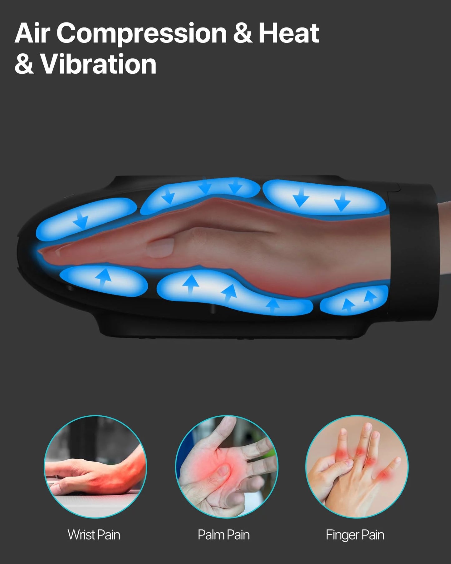 ALLJOY Hand Massager for Arthritis and Carpal Tunnel Relief, Touchscreen Cordless Hand Massager with Compression Vibration and Heat, 6 Levels Pressure Point Therapy, Ideal Gifts for Women Men Mom Dad