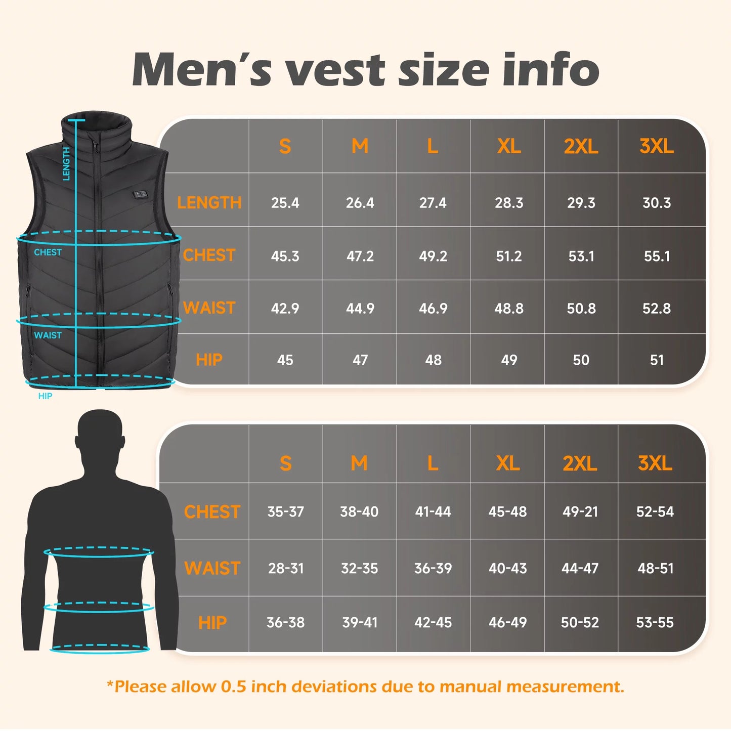 ALLJOY Heated Vest For Men Women Unisex Electric Heated Coat with Power Bank USB Rechargeable Washable Heated Jacket Outdoor Hiking Vest - L