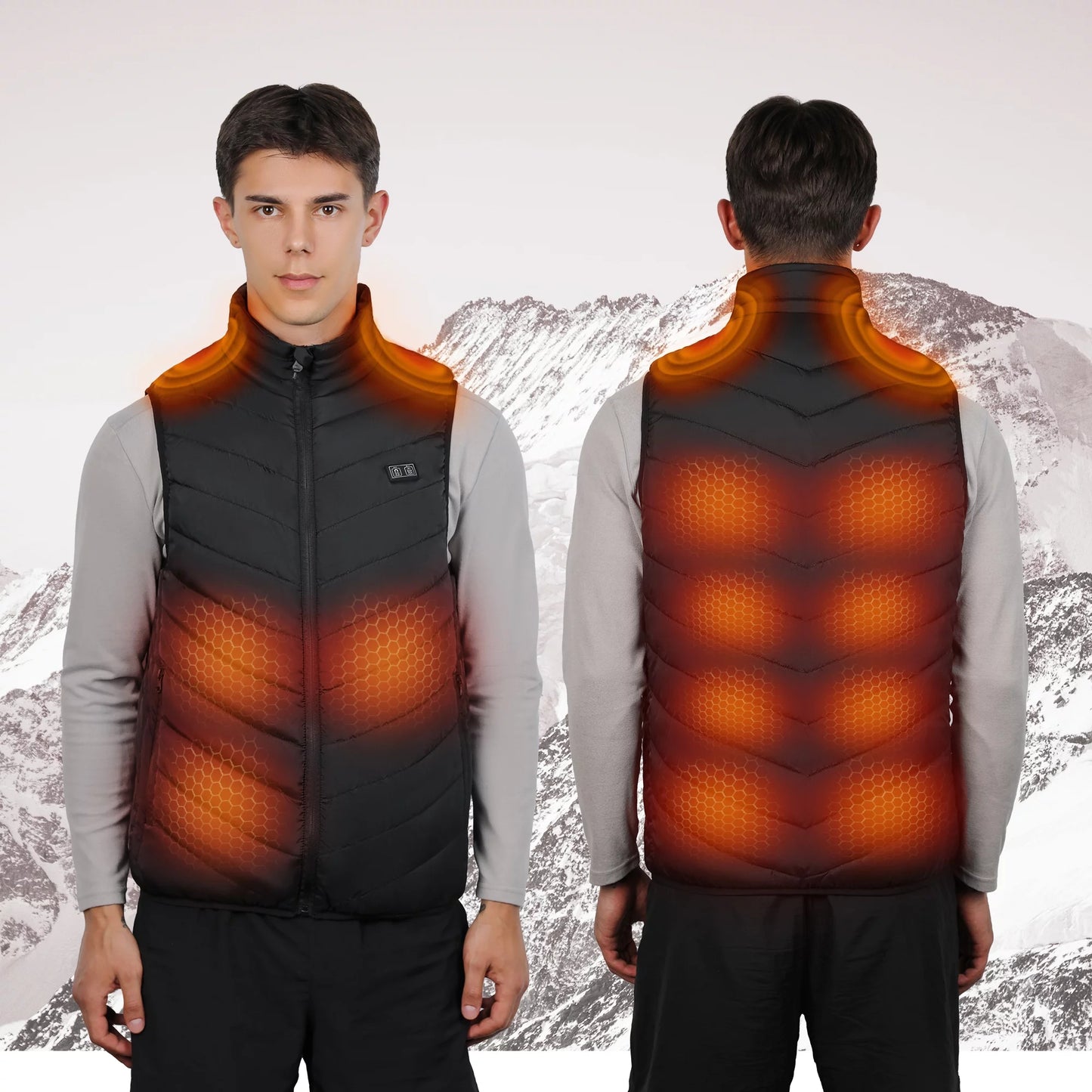 ALLJOY Heated Vest For Men Women Unisex Electric Heated Coat with Power Bank USB Rechargeable Washable Heated Jacket Outdoor Hiking Vest - L