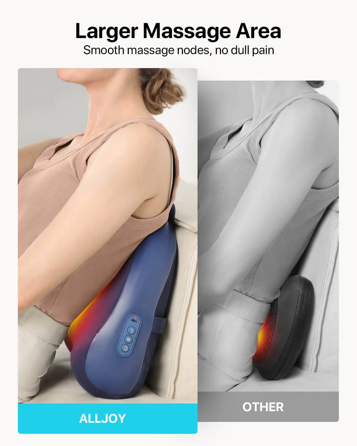ALLJOY Cordless Shiatsu Back Massager with Heat - Deep Tissue Neck, Shoulder, and Waist Massage Pillow for Pain Relief - Gift for Men and Women- Blue