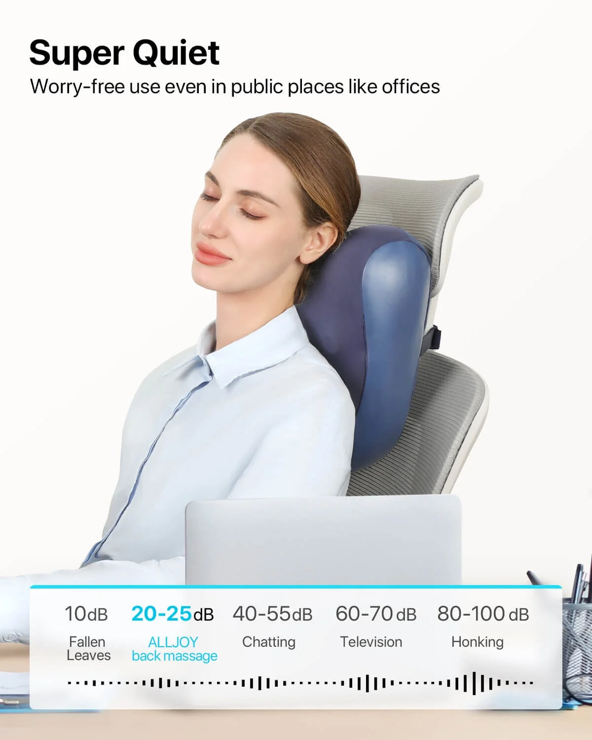 ALLJOY Cordless Shiatsu Back Massager with Heat - Deep Tissue Neck, Shoulder, and Waist Massage Pillow for Pain Relief - Gift for Men and Women- Blue