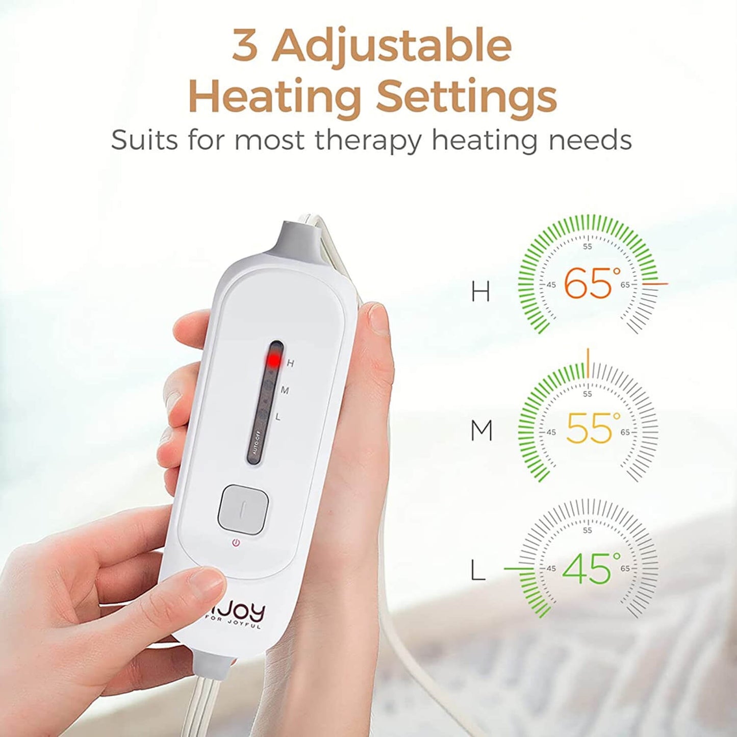 ALLJOY Heating Pad for Neck and Shoulders Pain Relief Cramps, 25"x18" Skin-Friendly Heated Neck Wrap 3 Fast Heat Setting with Auto Shut Off for Home and Office, Machine Washable, Gray