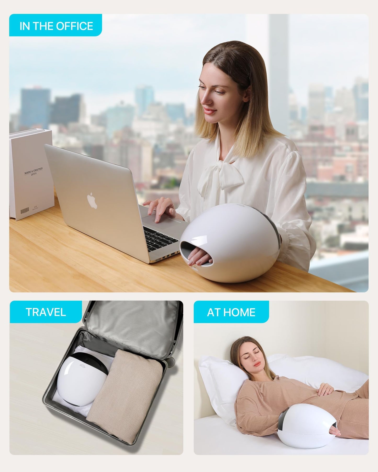 ALLJOY Roller Kneading Hand Massager for Arthritis and Carpal Tunnel Relief, Cordless Hand Massagerr with Heat and Compression -Gifts for Women, Men- White