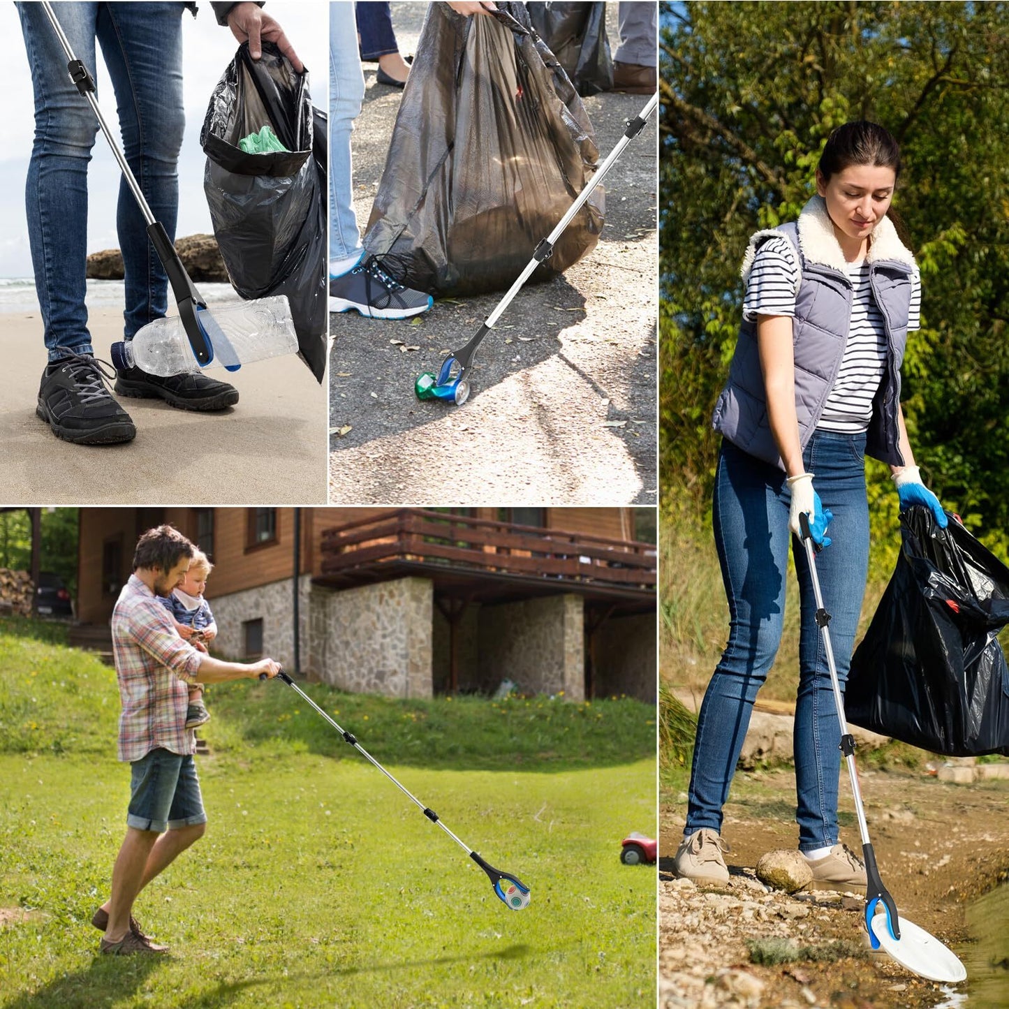 ALLJOY Reacher Grabber Tool 2 Pack, 43" Grabbers for Elderly, Lightweight Extra Long Handy Trash Claw Grabber, Mobility Aid Reaching Assist Tool for Trash Pick Up, Nabber, Litter Picker, Arm Extension