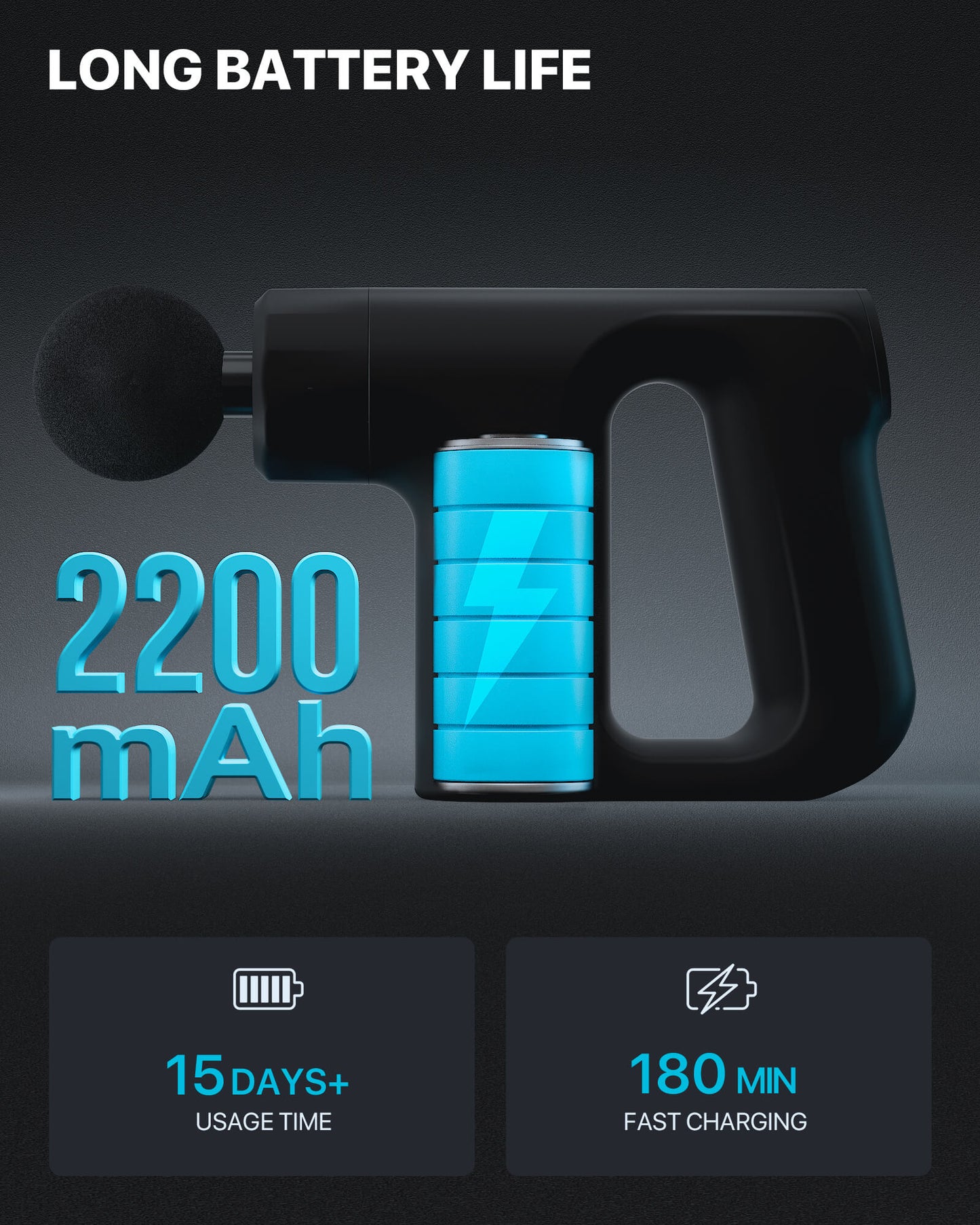 ALLJOY Mini Massage Gun - Powerful Portable Percussion Massager for Deep Tissue Pain Relief, Electric Handheld Muscle Massage Gun with Super-Quiet, 4 Interchangeable Heads