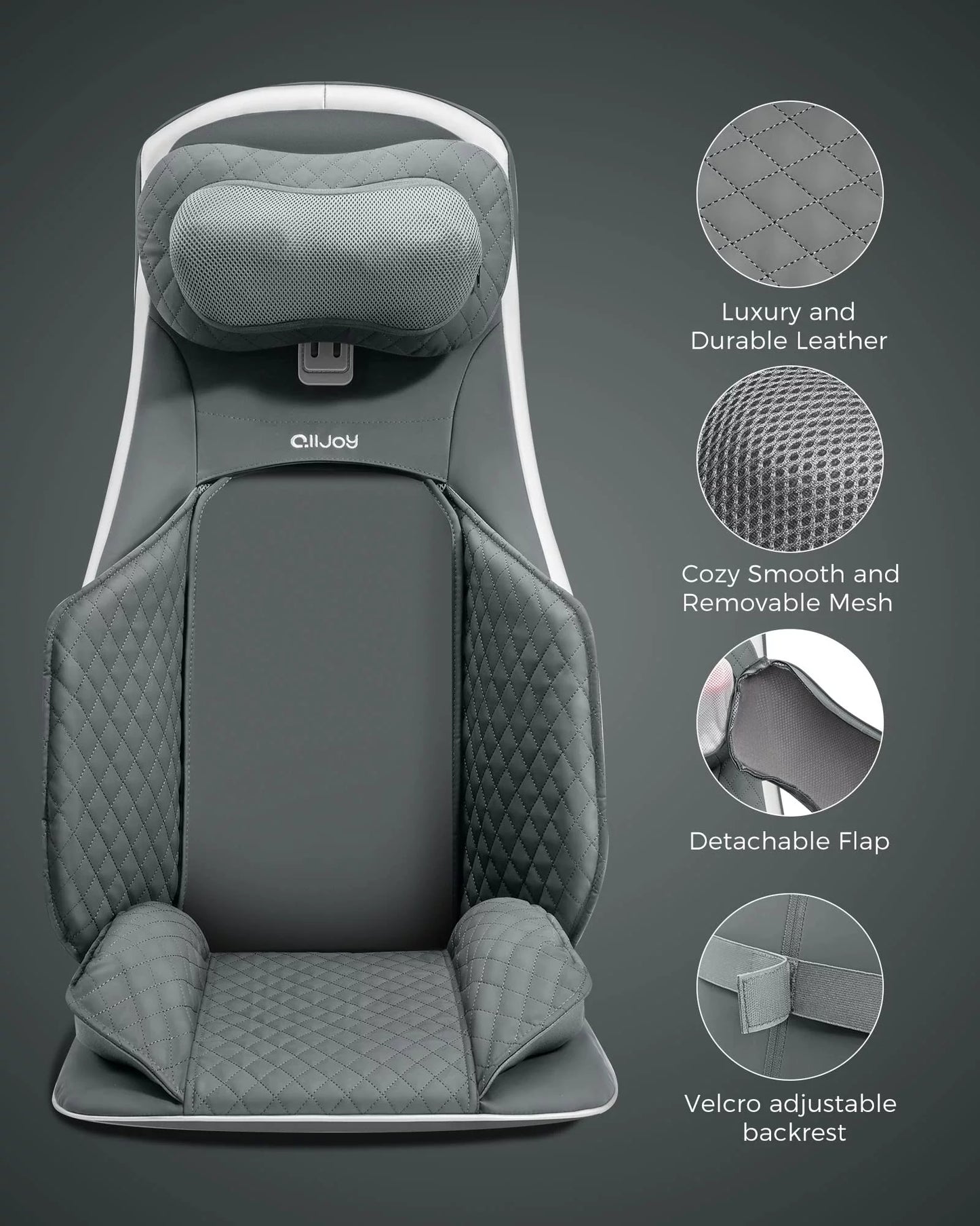 ALLJOY Neck & Back Massager, Shiatsu Massage Chair Pad for Home or Office, Back Massager Cushion with Heat & Adjustable Compression and Vibration for Full Back, Neck & Shoulder