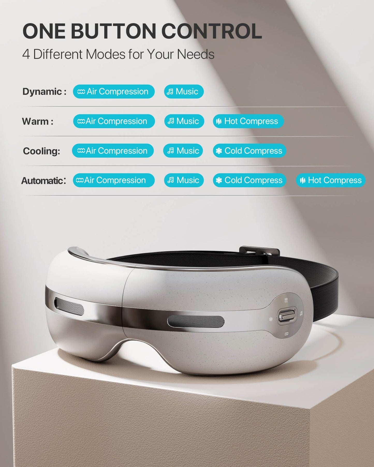 ALLJOY Eye Massager with Heat and Cooling for Migraines, Dry Eyes, and Dark Circles - Rechargeable Bluetooth Music Heated Eye Mask Massager for Sleeping and Relaxing - Ideal Gifts for Men/Women