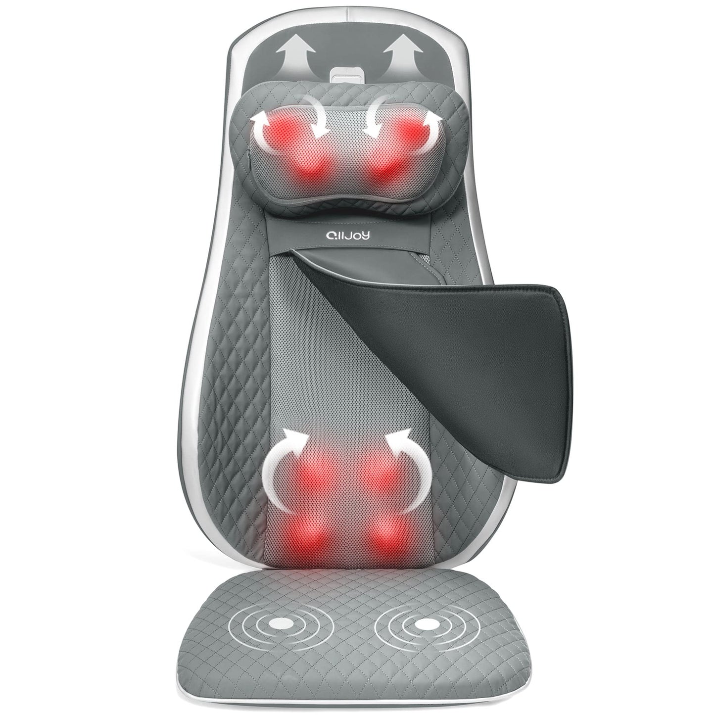 ALLJOY Back Chair Massager Pad, Shiatsu Kneading Office Chair Back Massager, Back Massager Cushion for Chair with Heat & Adjustable Vibration for Full Back, Neck & Shoulder, Gifts for Women and Men