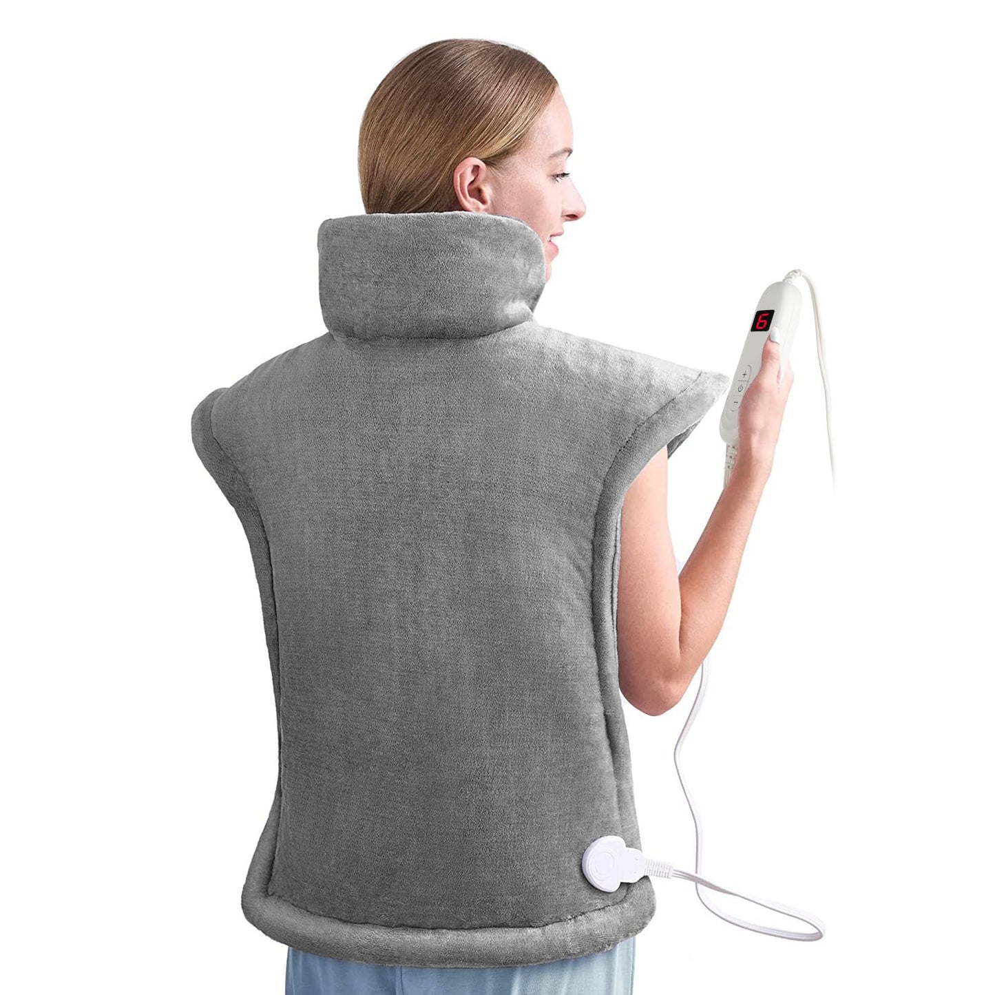 ALLJOY Weighted Heating Pad for Back Pain Relief, 24"x33" Electric Heating pad for Neck and Shoulders, Fast-Heating, Auto Shut-off, Back Heated Wrap for Cramps - Machine Washable(Grey)