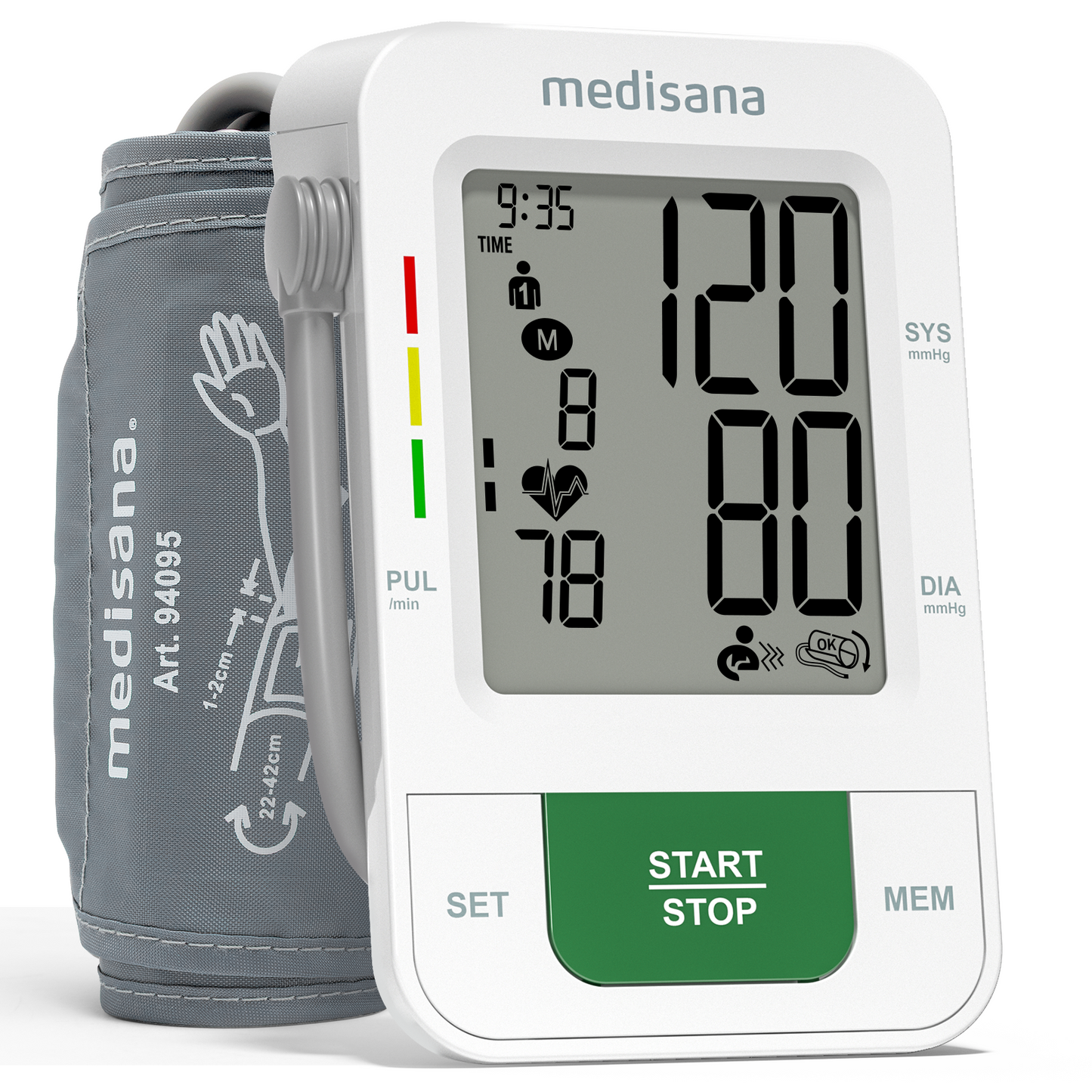 Medisana Blood Pressure Monitor with 2x199 Sets Memory, Automatic Upper Arm Blood Pressure Monitors for Home Use, LCD Digital Display, Adjustable Large Cuff