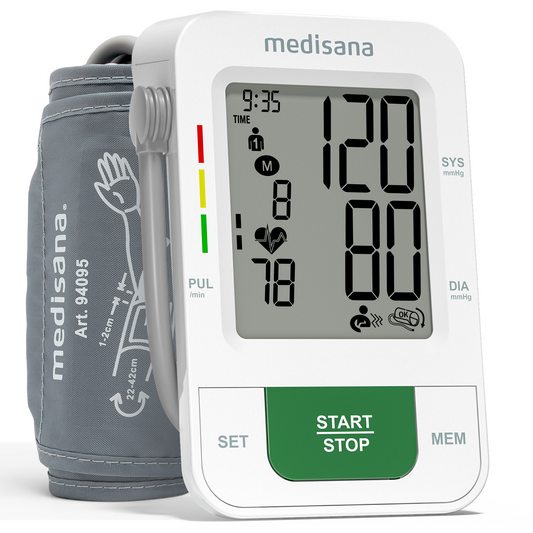 Medisana Blood Pressure Monitor with 2x199 Sets Memory, Automatic Upper Arm Blood Pressure Monitors for Home Use, LCD Digital Display, Adjustable Large Cuff