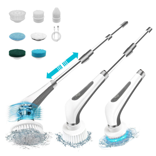ALLJOY Electric Spin Scrubber for Effortless Cleaning on Tubs, Floors, and Tiles, Extendable Handle with Rechargeable Design