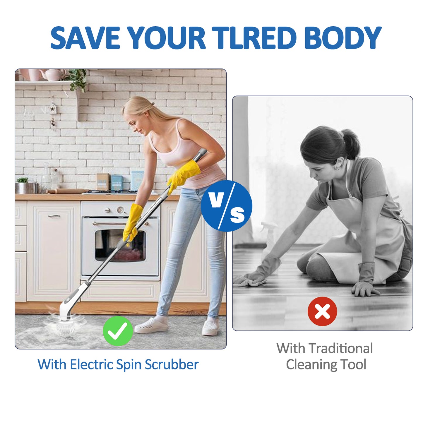 ALLJOY Electric Spin Scrubber for Effortless Cleaning on Tubs, Floors, and Tiles, Extendable Handle with Rechargeable Design