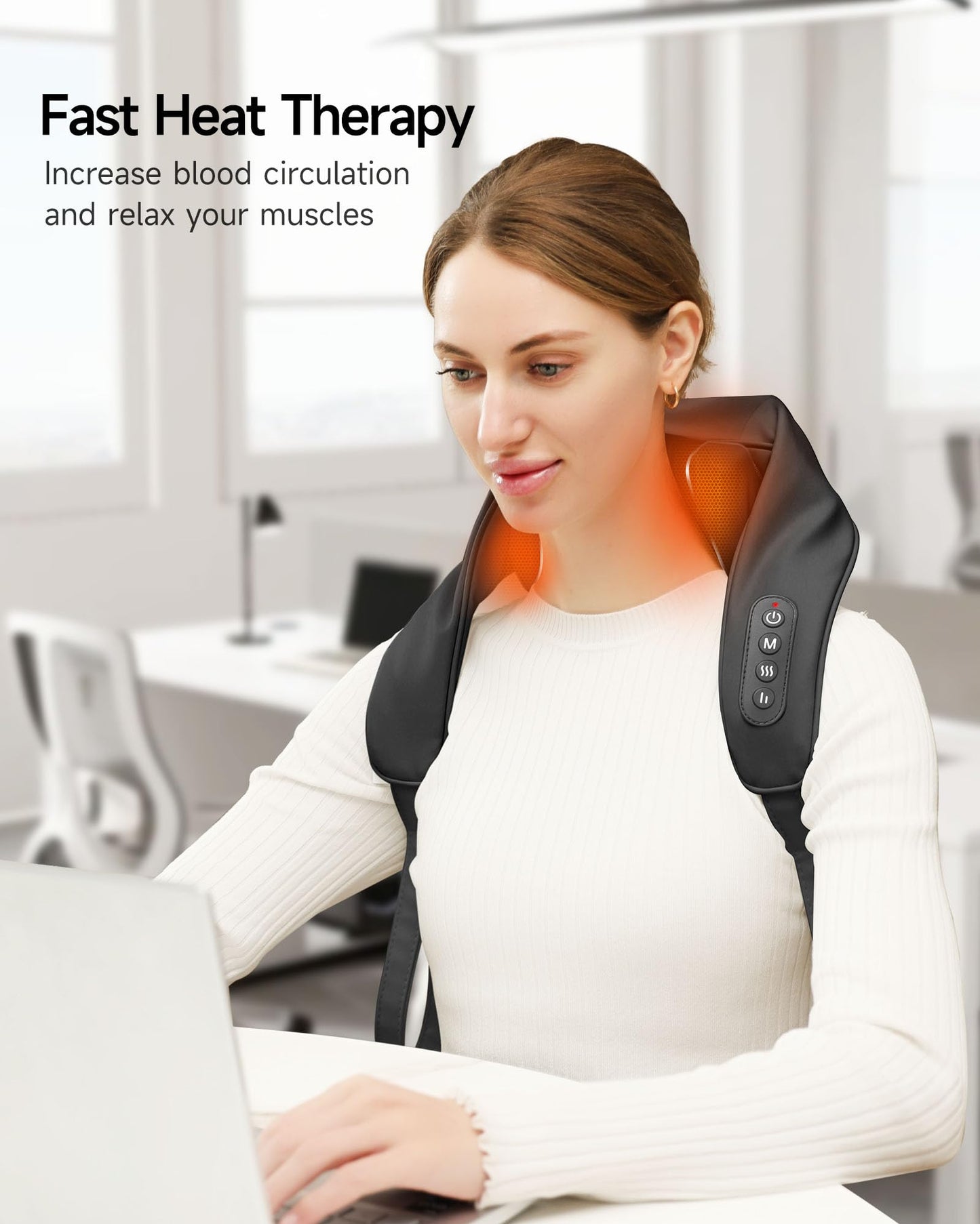 ALLJOY Neck and Shoulder Massager with Heat, Cordless Shiatsu 6D Deep Tissue Kneading Massage for Neck