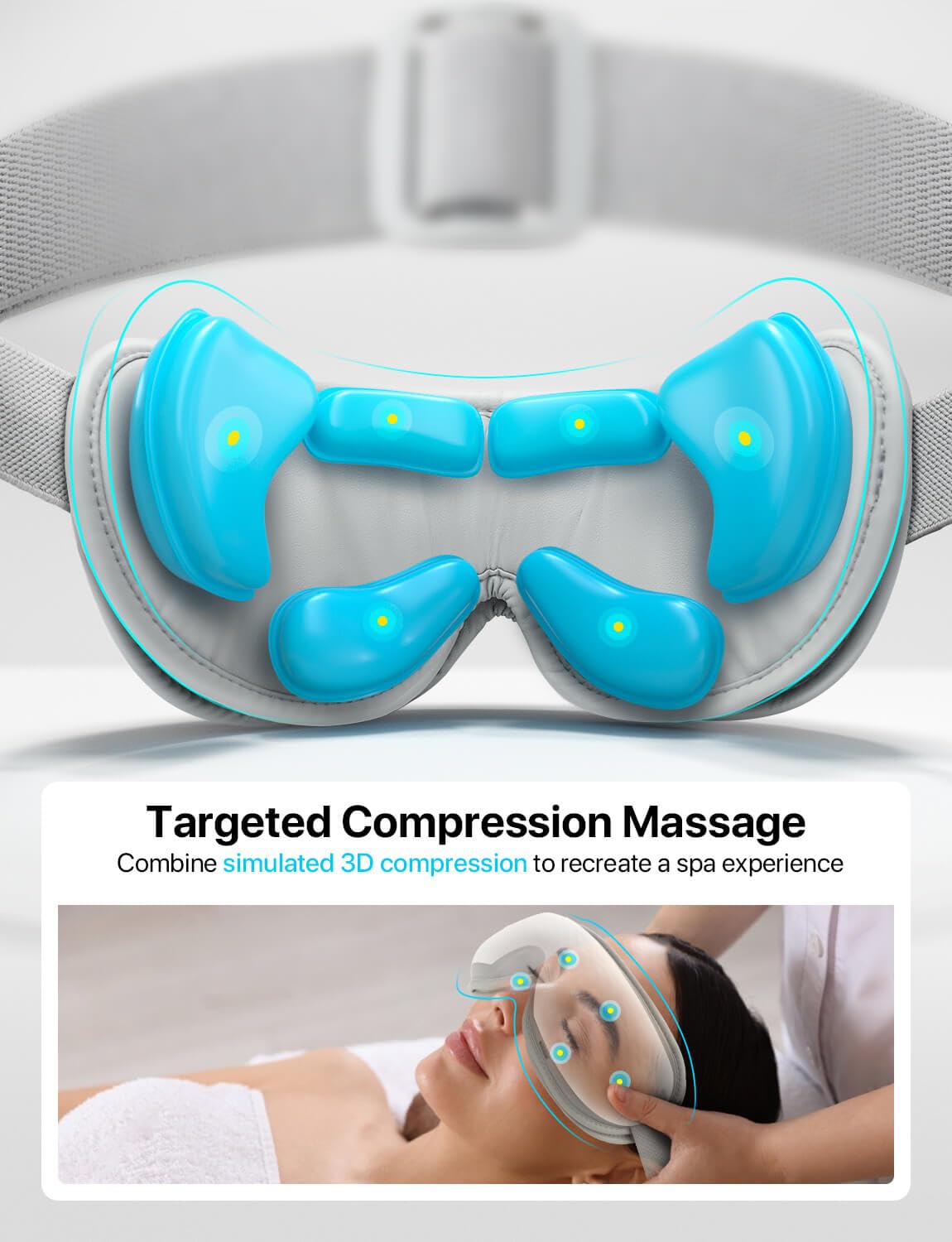 ALLJOY Eye Massager with Heat, Heated Eye Massage Mask with Bluetooth, Heat