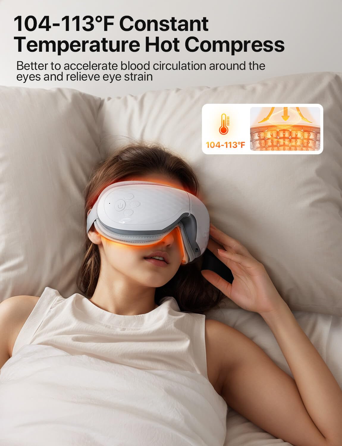 ALLJOY Eye Massager with Heat, Heated Eye Massage Mask with Bluetooth, Heat