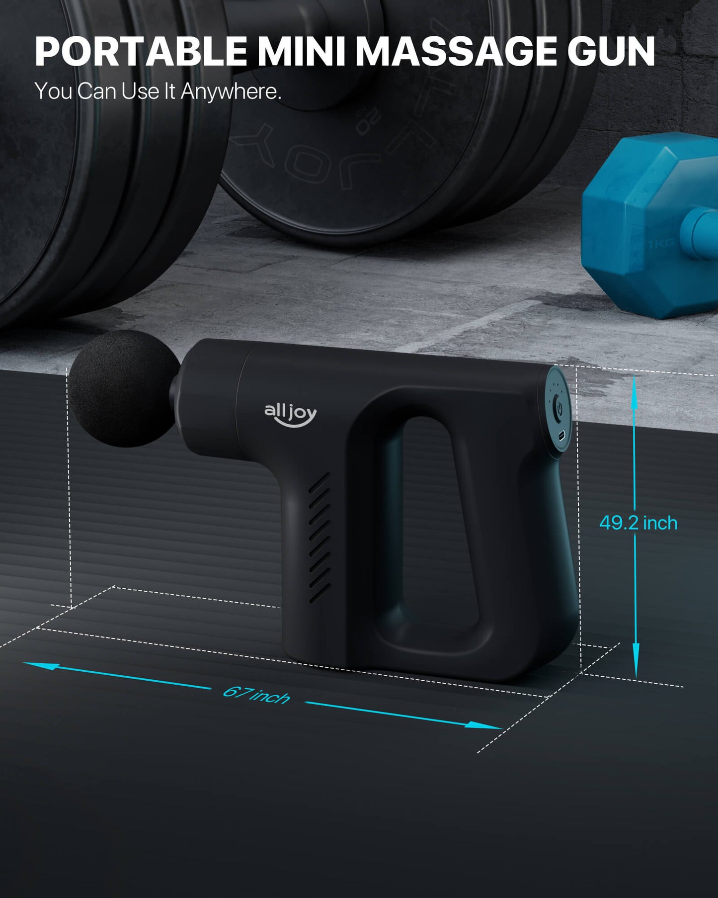 ALLJOY Mini Massage Gun - Powerful Portable Percussion Massager for Deep Tissue Pain Relief, Electric Handheld Muscle Massage Gun with Super-Quiet, 4 Interchangeable Heads