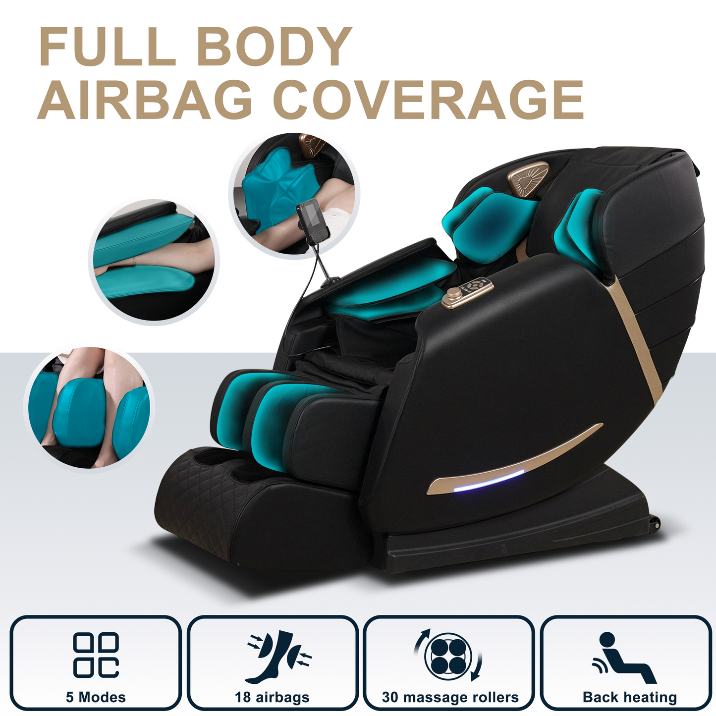 ALLJOY Full Body Massage Chair With Zero Gravity Recliner,with two control panel: Smart large screen & Rotary switch,spot kneading and Heating,Airbag coverage,Suitable for Home Office