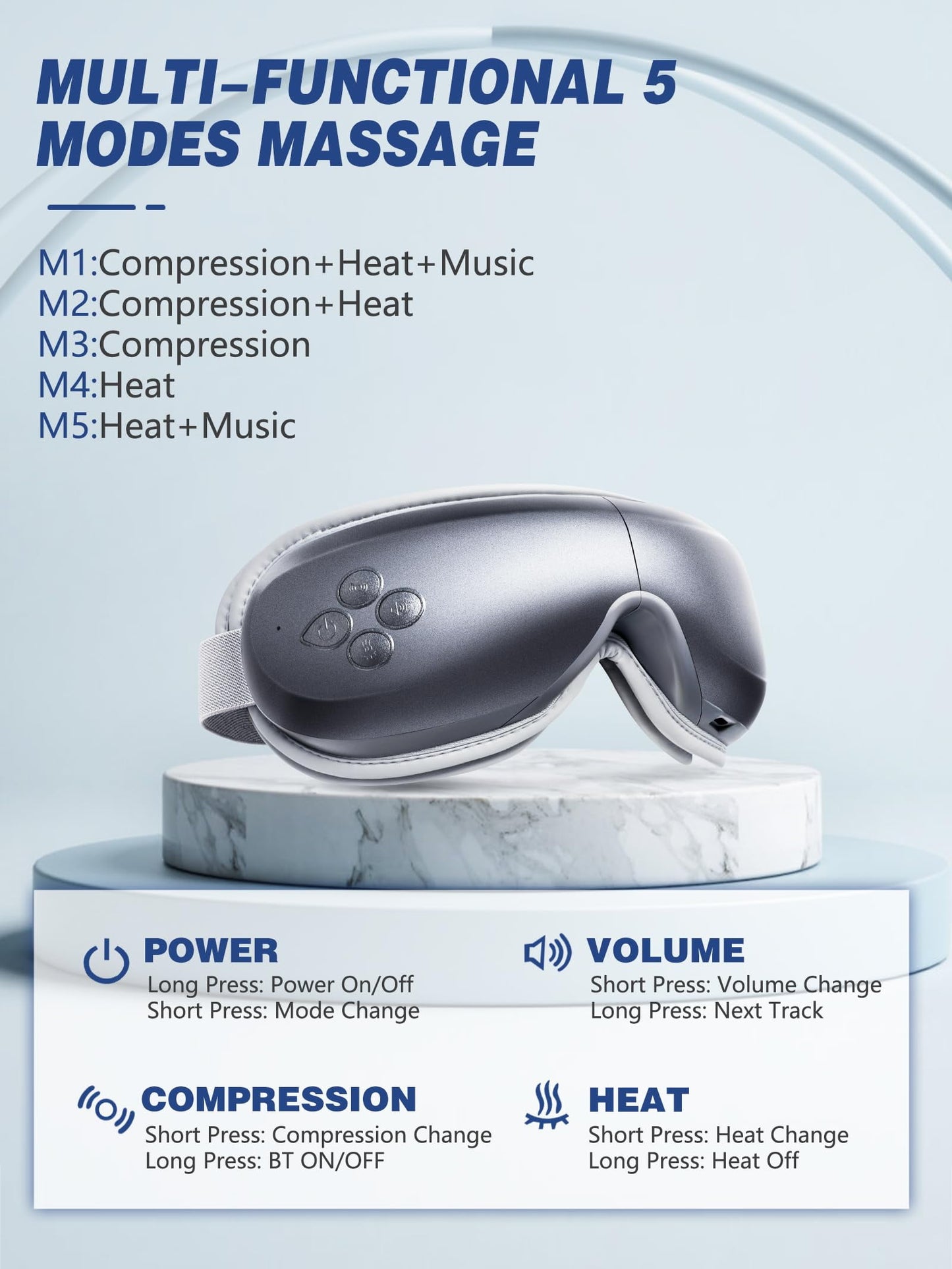BURRKI Eye Massager with Heat, with Compression and Bluetooth