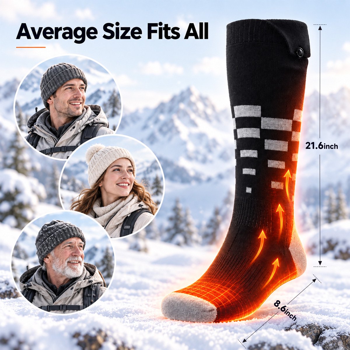 ALLJOY Heated Socks for Men Women 2*8500mAh Rechargeable Electric with APP Control Work for Hunting/Skiing/Cycling/Camping