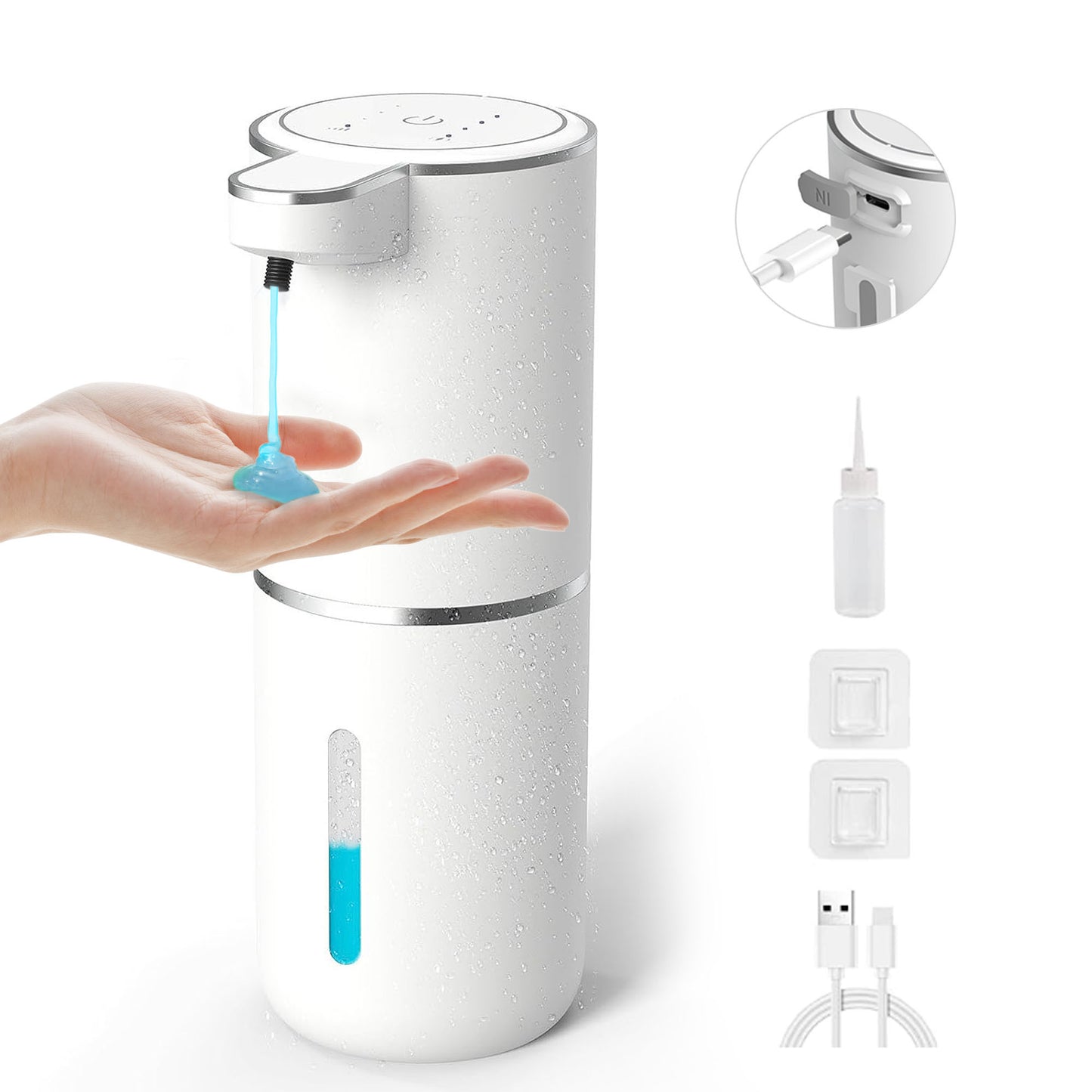 ALLJOY Automatic Liquid Soap Dispenser 12.8oz/380ML Electric Wall Mount Touchless Soap Dispenser for Kitchen Bathroom USB Rechargeable Hand & Dish Soap Dispenser