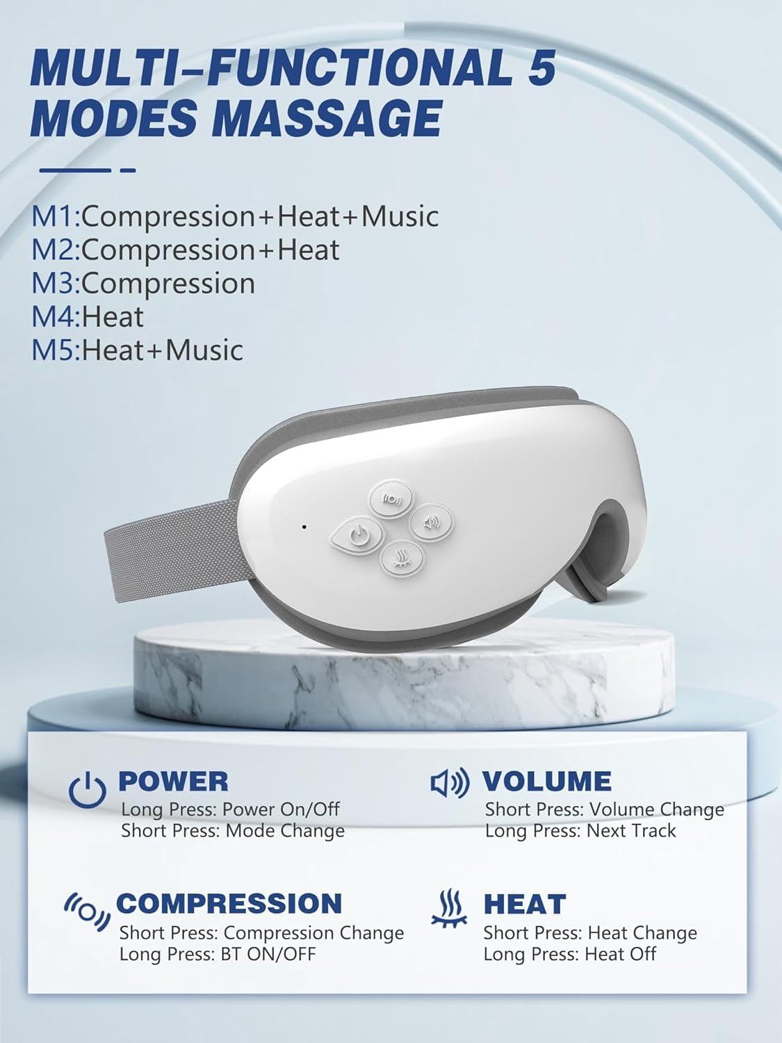 BURRKI Eye Massager with Heat, with Compression and Bluetooth