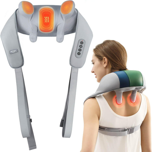 ALLJOY Neck and Shoulder Massager with Heat, Cordless Shiatsu 4D Deep Tissue Kneading Massage for Muscle Pain Relief