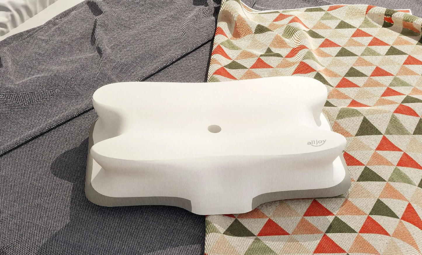 ALLJOY Cervical Pillow for Neck Pain Relief,Ergonomic Cervical Pillow Sleeping for Relief Shoulder Pain, Memory Foam with Breathable Pillowcase Adult Queen Gray-White