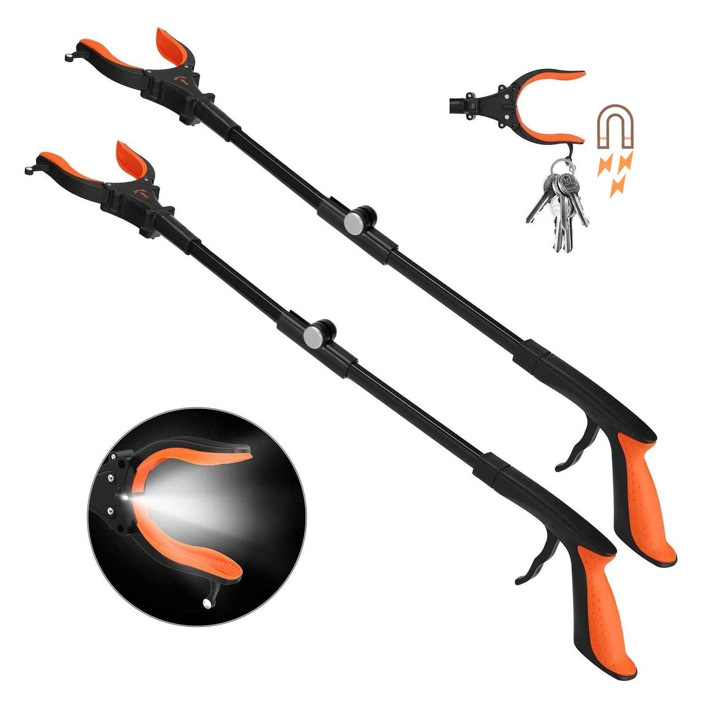 ALLJOY Reacher Grabber Tool 2 Pack, 43" Grabbers for Elderly, Lightweight Extra Long Handy Trash Claw Grabber, Mobility Aid Reaching Assist Tool for Trash Pick Up, Nabber, Litter Picker, Arm Extension