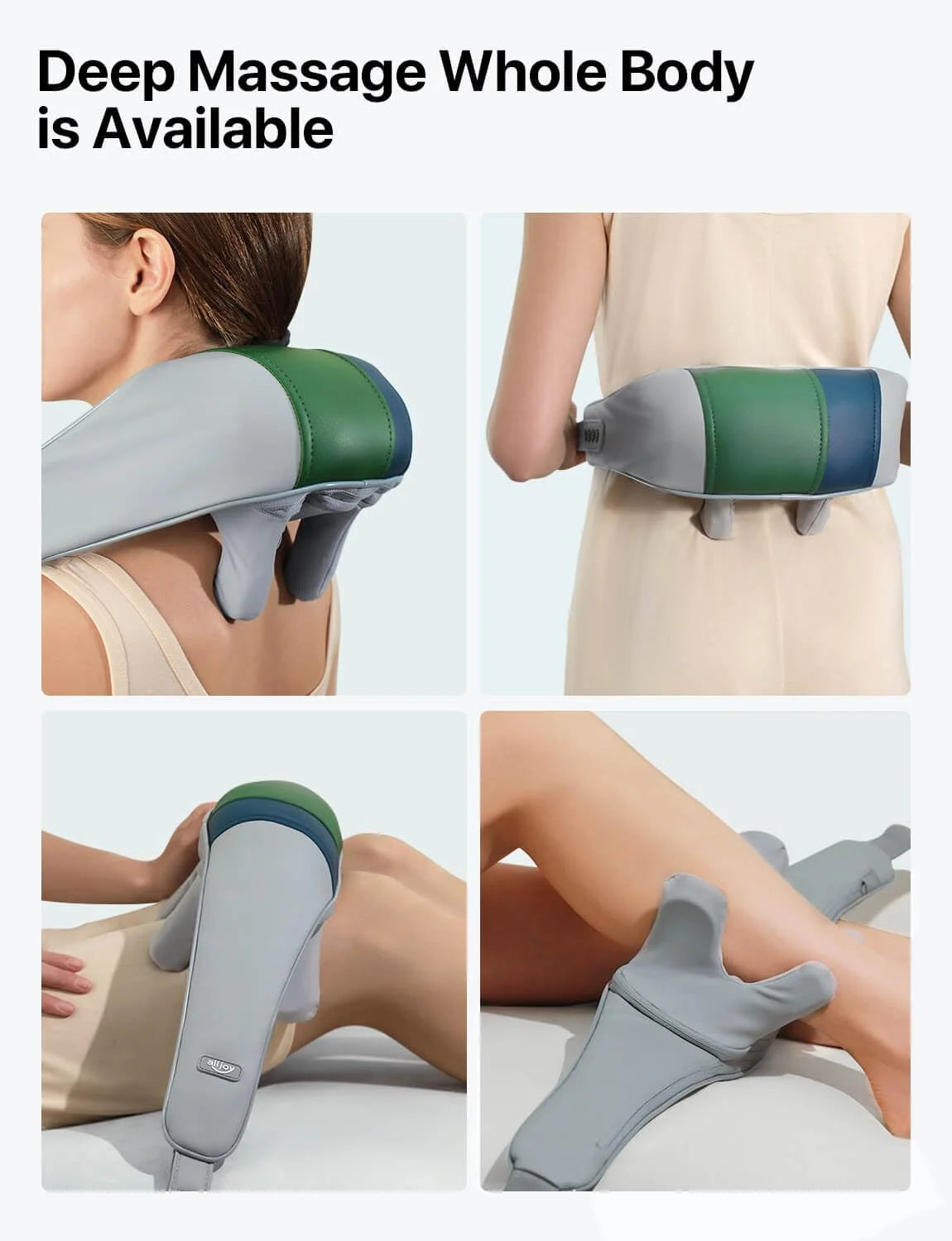 ALLJOY Neck and Shoulder Massager with Heat, Cordless Shiatsu 4D Deep Tissue Kneading Massage for Muscle Pain Relief, Massage Pillow for Neck, Back, Leg, Relax Gifts for Women Men Mom Dad