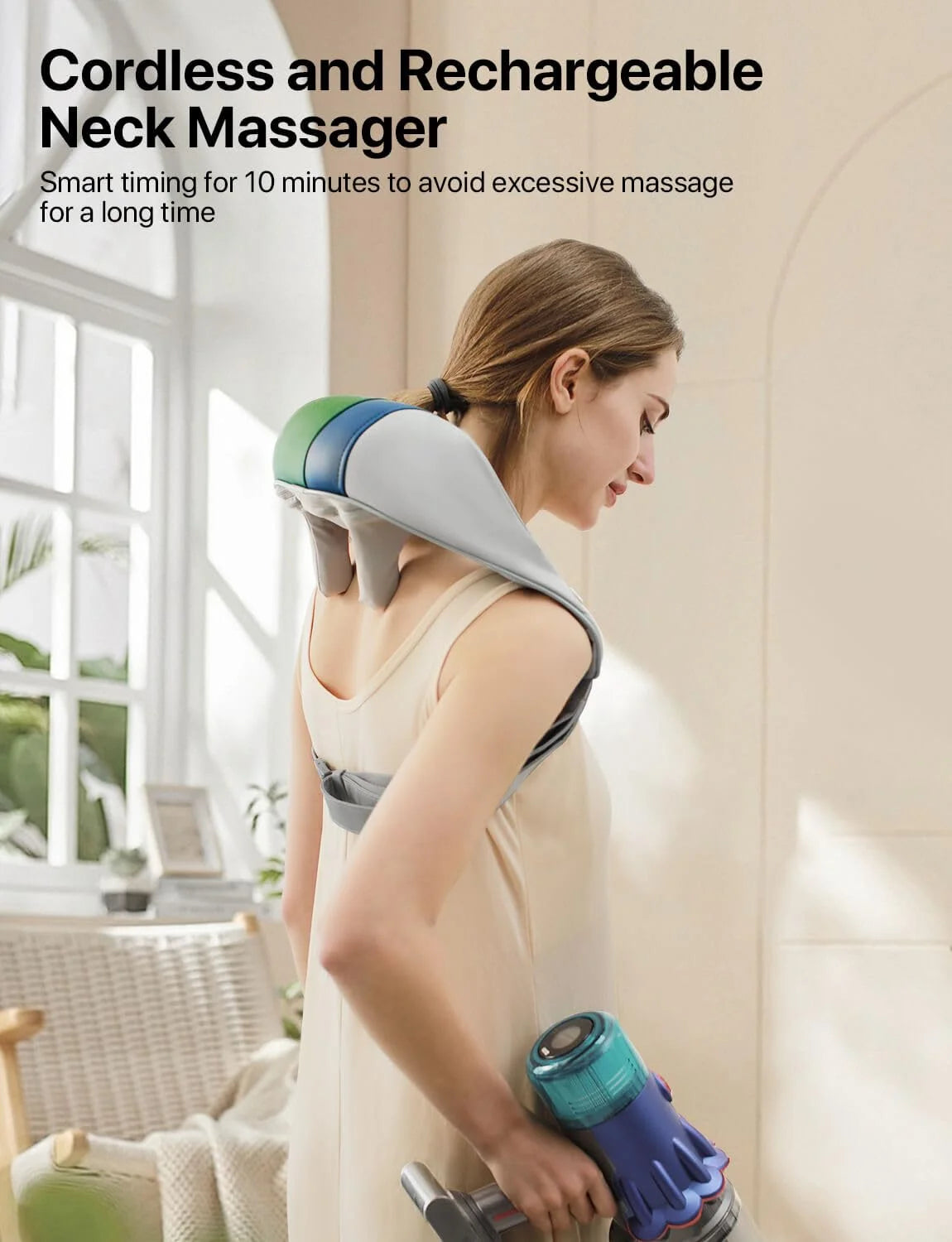 ALLJOY Neck and Shoulder Massager with Heat, Cordless Shiatsu 4D Deep Tissue Kneading Massage for Muscle Pain Relief, Massage Pillow for Neck, Back, Leg, Relax Gifts for Women Men Mom Dad