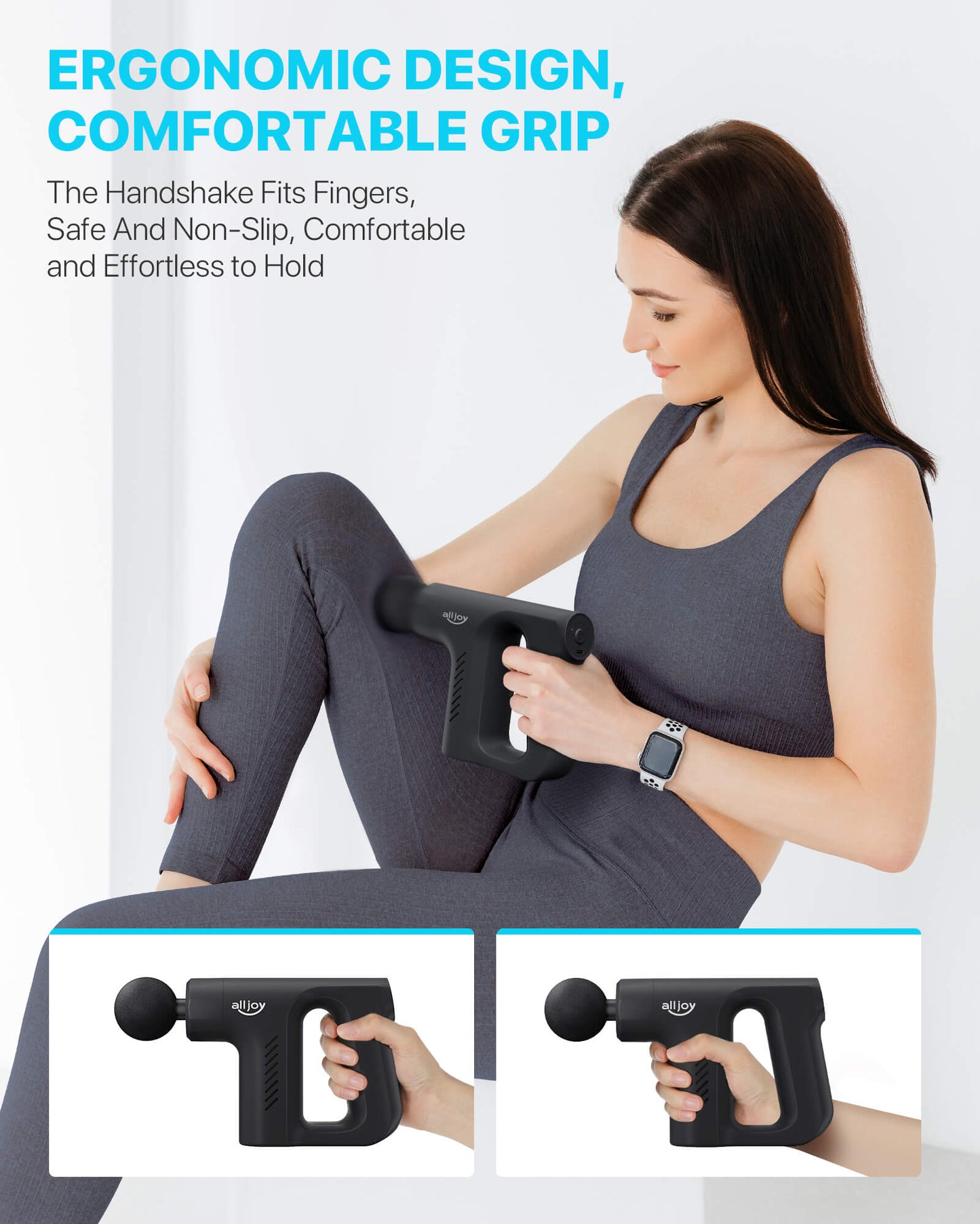 ALLJOY Mini Massage Gun - Powerful Portable Percussion Massager for Deep Tissue Pain Relief, Electric Handheld Muscle Massage Gun with Super-Quiet, 4 Interchangeable Heads