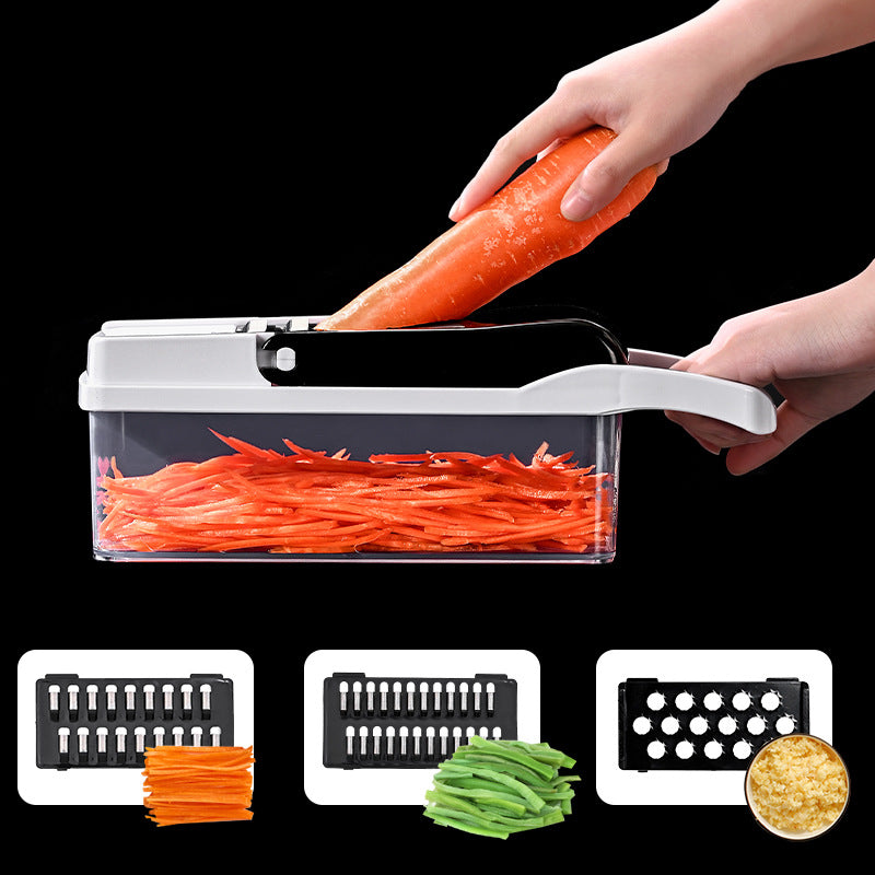 ALLJOY Vegetable Chopper, Manual Vegetable Food Chopper and Dicers,Vegetable Chopper Dicer Cutter Grater Egg Slicer Onion Chopper Multifunction 26 in 1 with Container 12 Blade