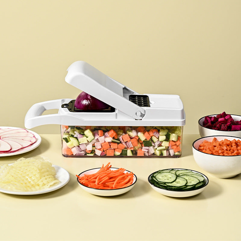 ALLJOY Vegetable Chopper, Manual Vegetable Food Chopper and Dicers,Vegetable Chopper Dicer Cutter Grater Egg Slicer Onion Chopper Multifunction 26 in 1 with Container 12 Blade