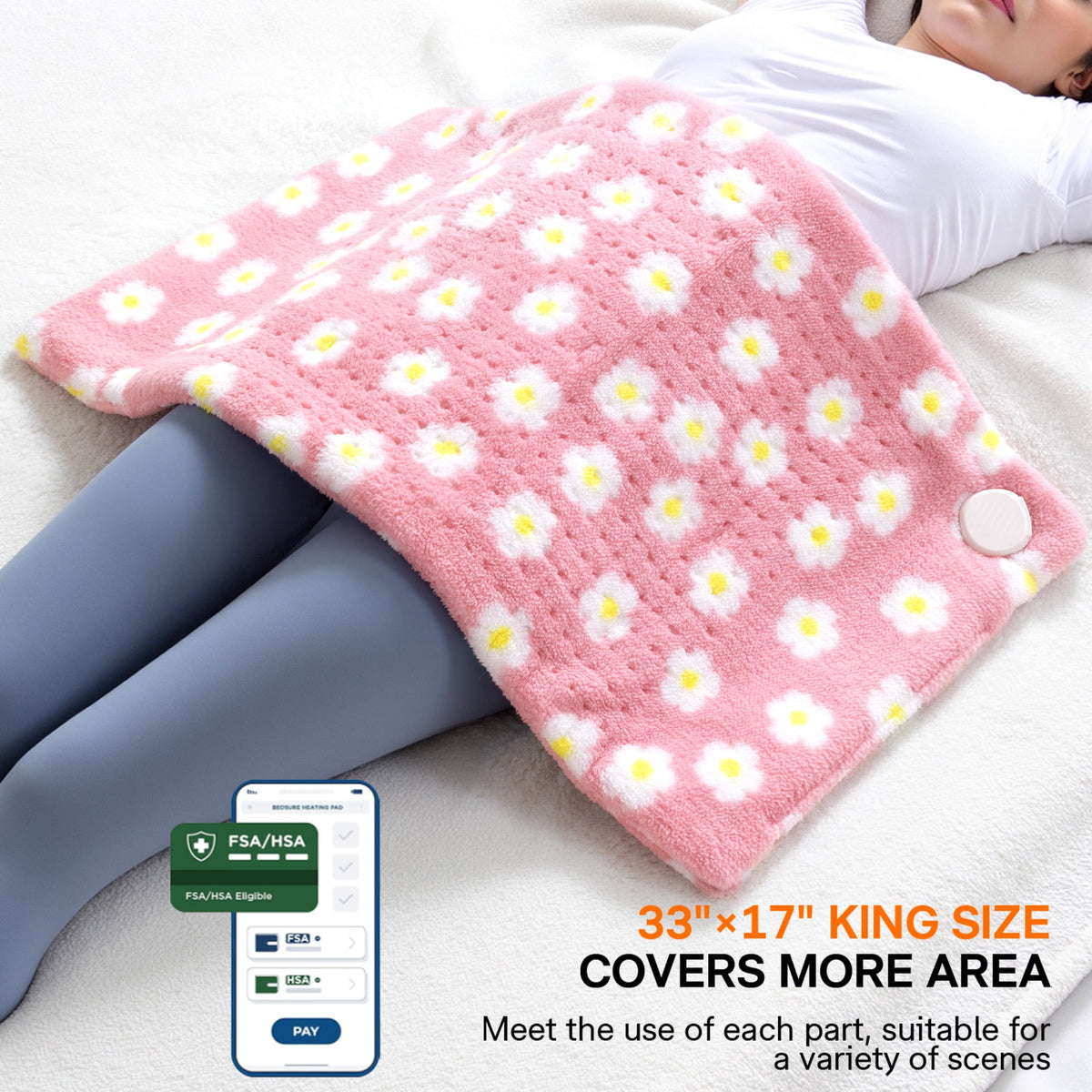 ALLJOY Heating Pad, Extra Large 33"x17" Electric Heat Pad for Back, Neck, and Shoulder Pain Relief, King Size