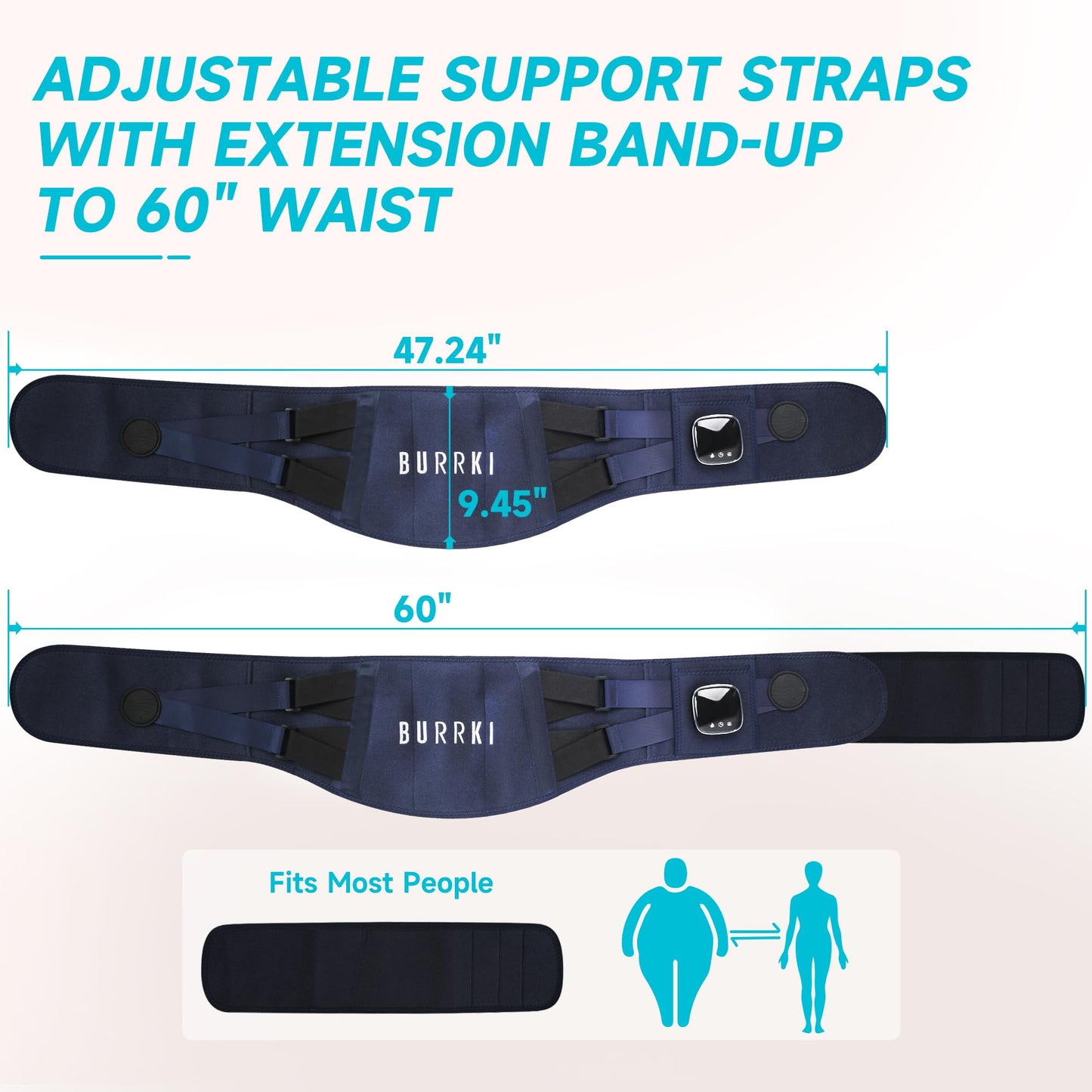 BURRKI Heating Pad with Massager, Wearable Heating Belt with 3 Heat
