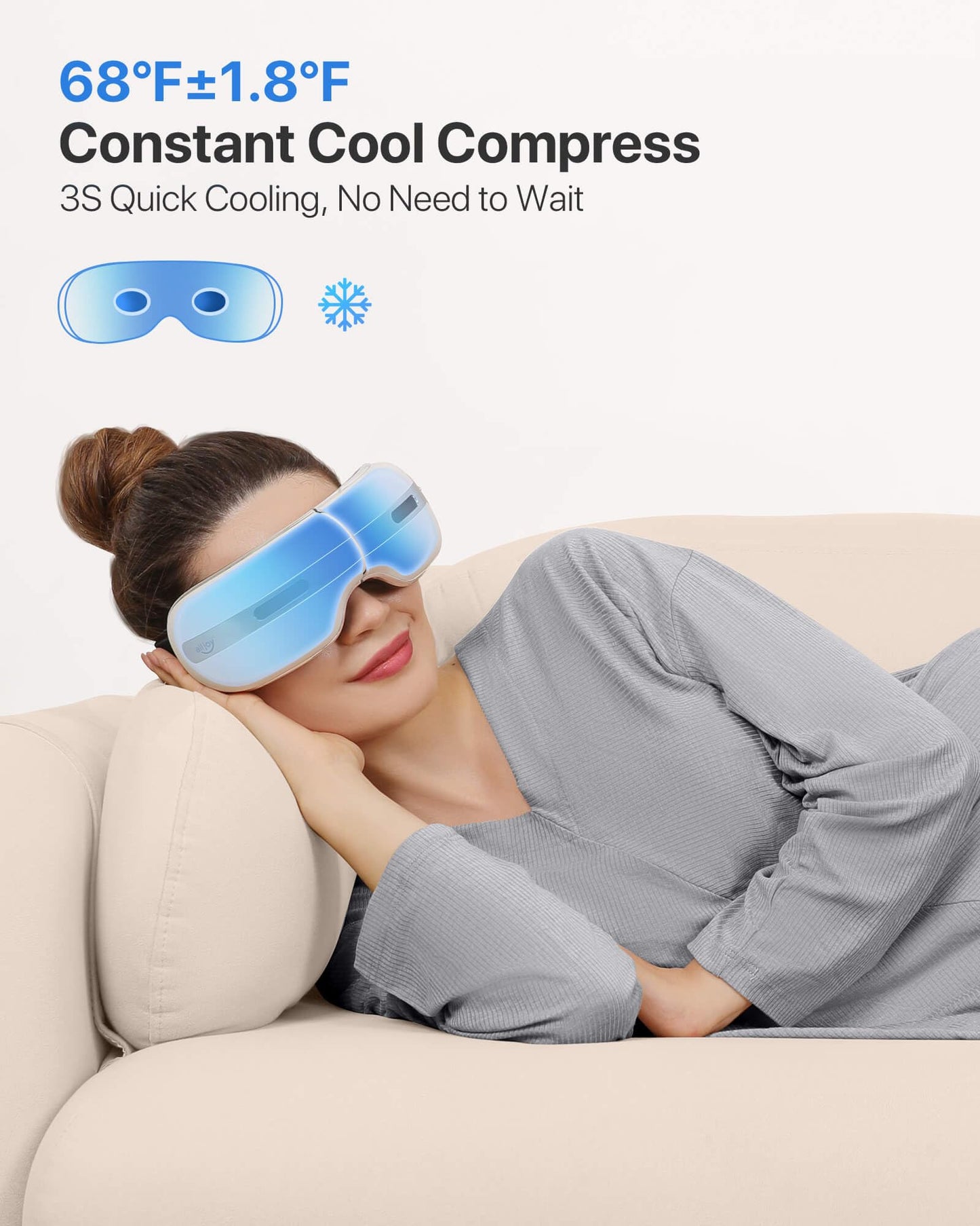 ALLJOY Eye Massager with Heat and Cooling for Migraines, Dry Eyes, and Dark Circles - Rechargeable Bluetooth Music Heated Eye Mask Massager for Sleeping and Relaxing - Ideal Gifts for Men/Women