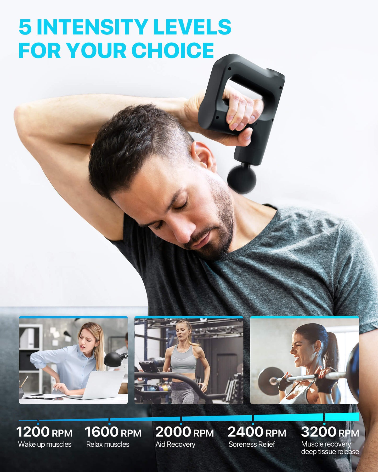 ALLJOY Mini Massage Gun - Powerful Portable Percussion Massager for Deep Tissue Pain Relief, Electric Handheld Muscle Massage Gun with Super-Quiet, 4 Interchangeable Heads