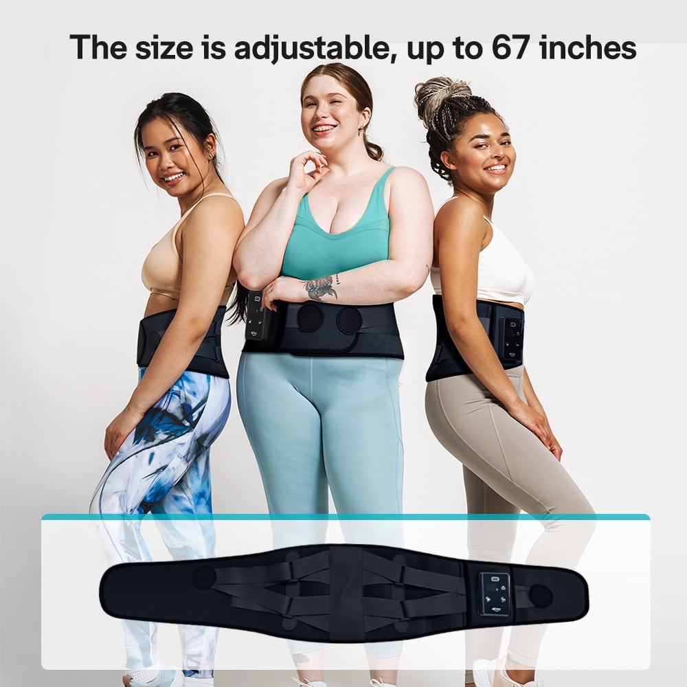ALLJOY Cordless Heating Pad Lower Back Brace Massager, with Heat & Massage - 5 Vibration Levels & 3 Heat Levels, Rechargeable Heating Massage Back Support Belt (Black)