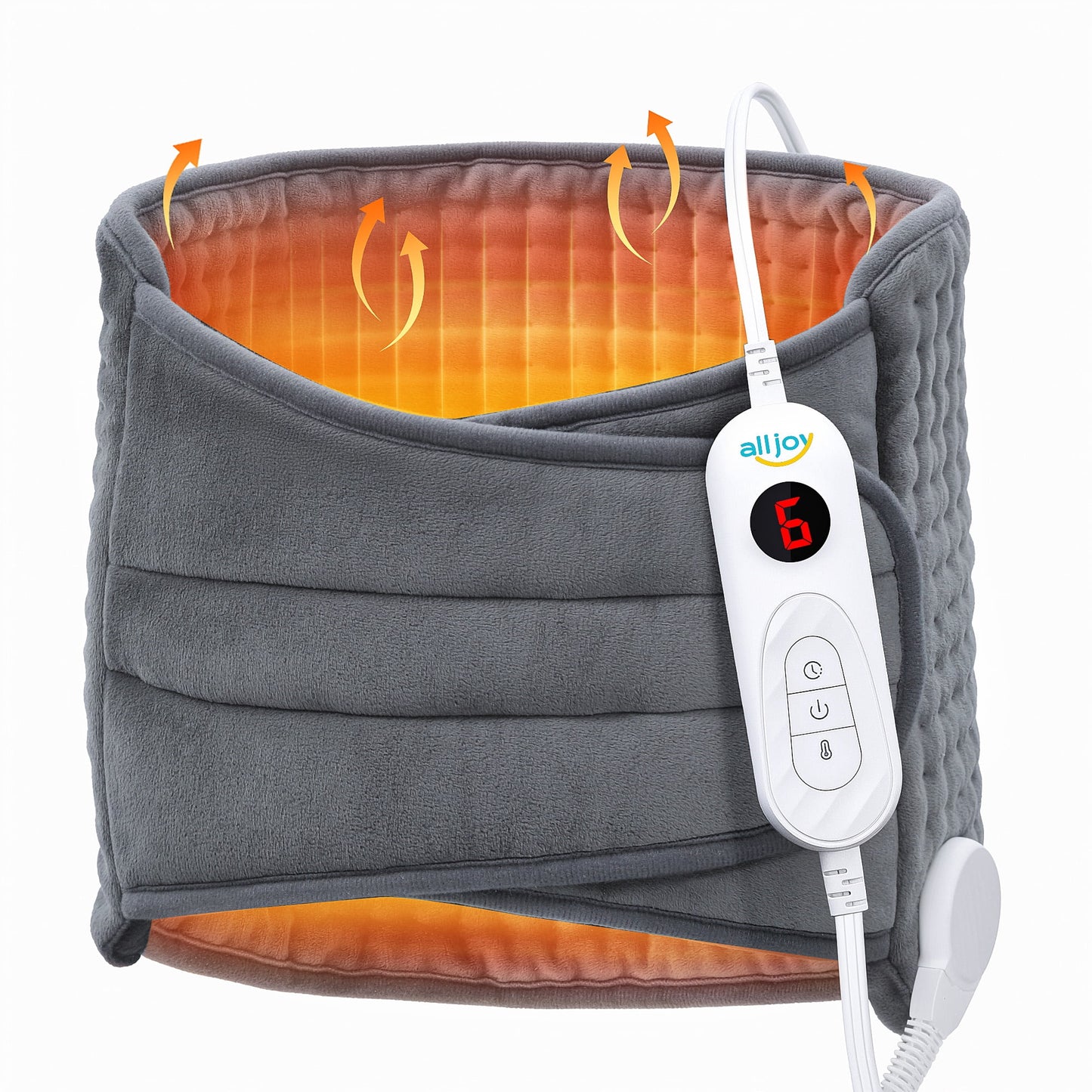 ALLJOY 12"x24"+20" Large Heating Pad for Back Pain Relief, Waist Belt with Heat for Lumbar Pain/Period Cramps/Sore Muscles, Best Gift for Birthdays/Holidays/Daily Self-Care