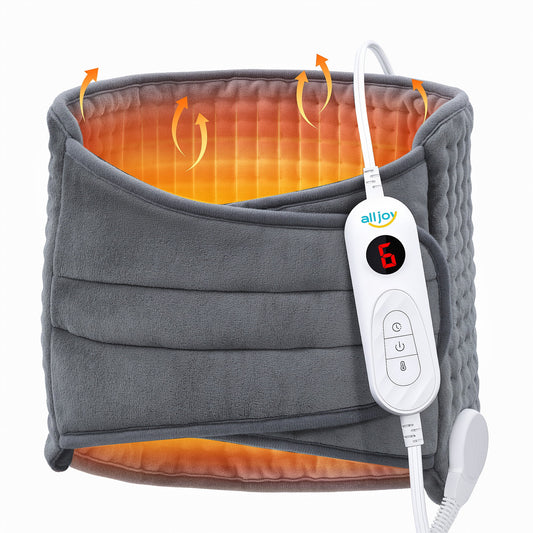ALLJOY 12"x24"+20" Large Heating Pad for Back Pain Relief, Waist Belt with Heat for Lumbar Pain/Period Cramps/Sore Muscles, Best Gift for Birthdays/Holidays/Daily Self-Care